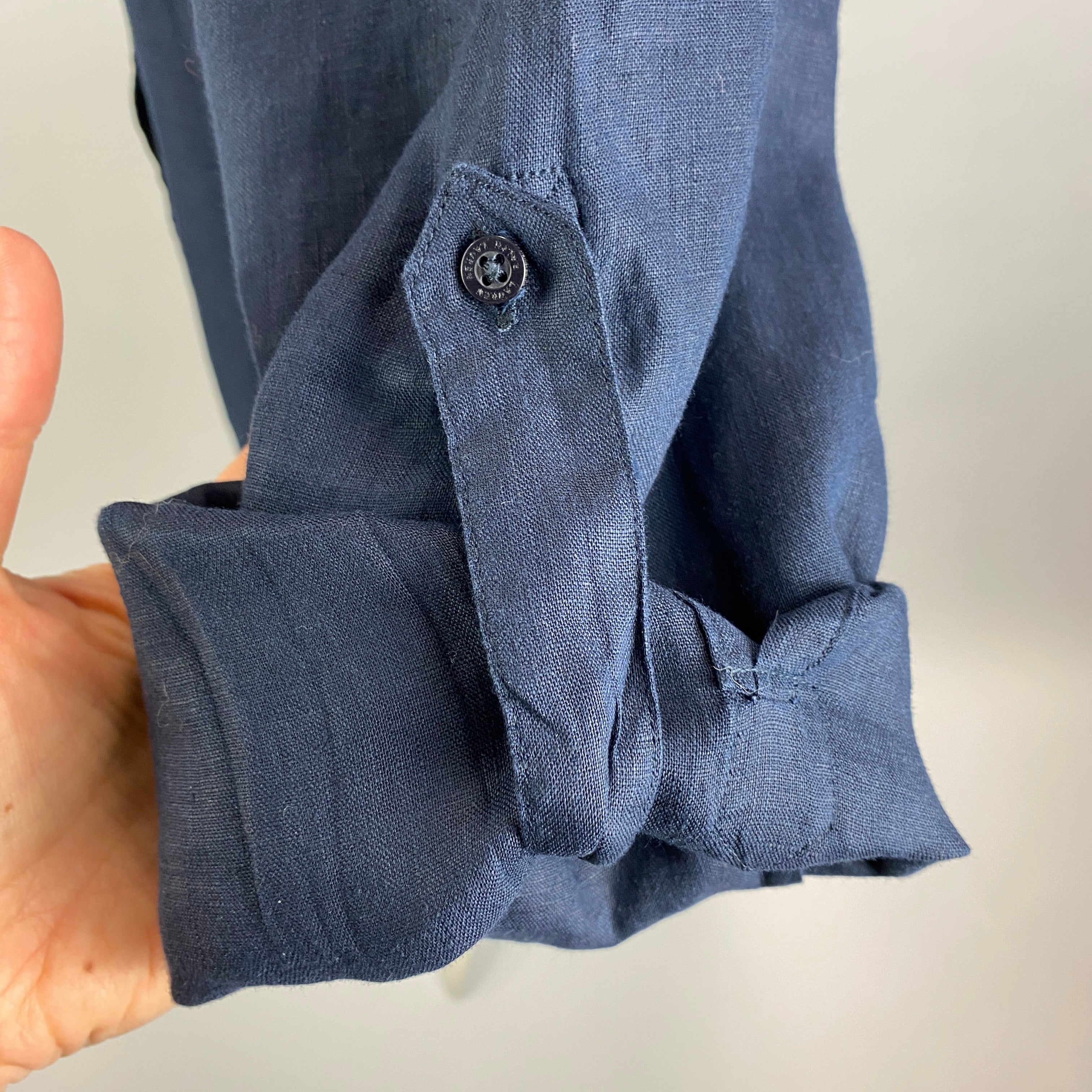 Lauren Ralph Lauren New £155 Navy Linen Relaxed Shirt XL