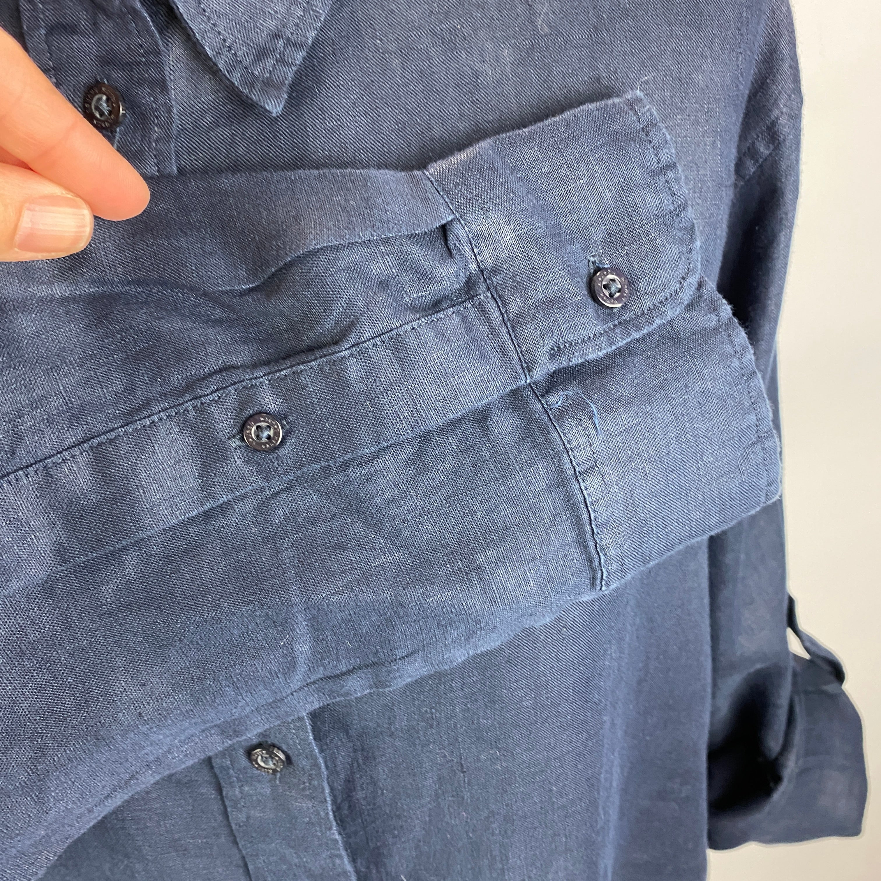 Lauren Ralph Lauren New £155 Navy Linen Relaxed Shirt XL