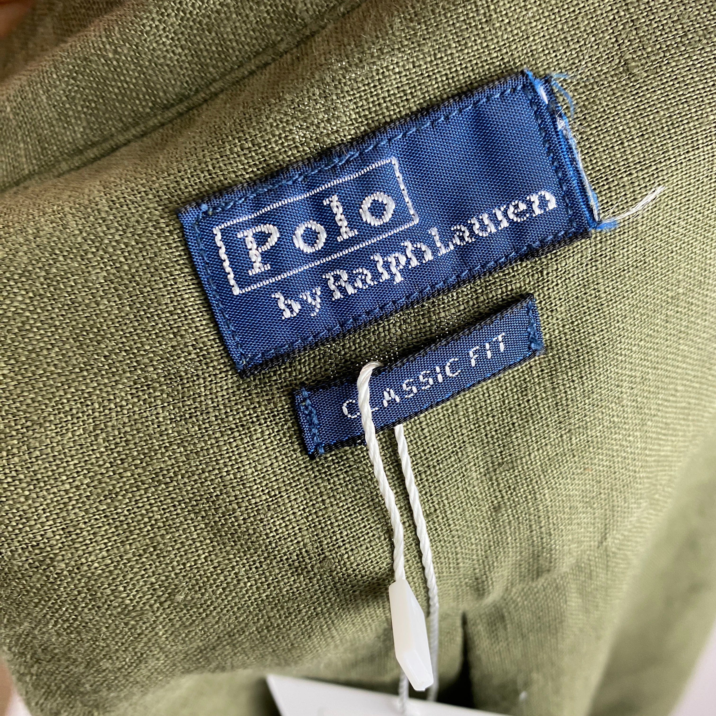 Polo Ralph Lauren New £175 Olive Linen Classic Shirt XL
