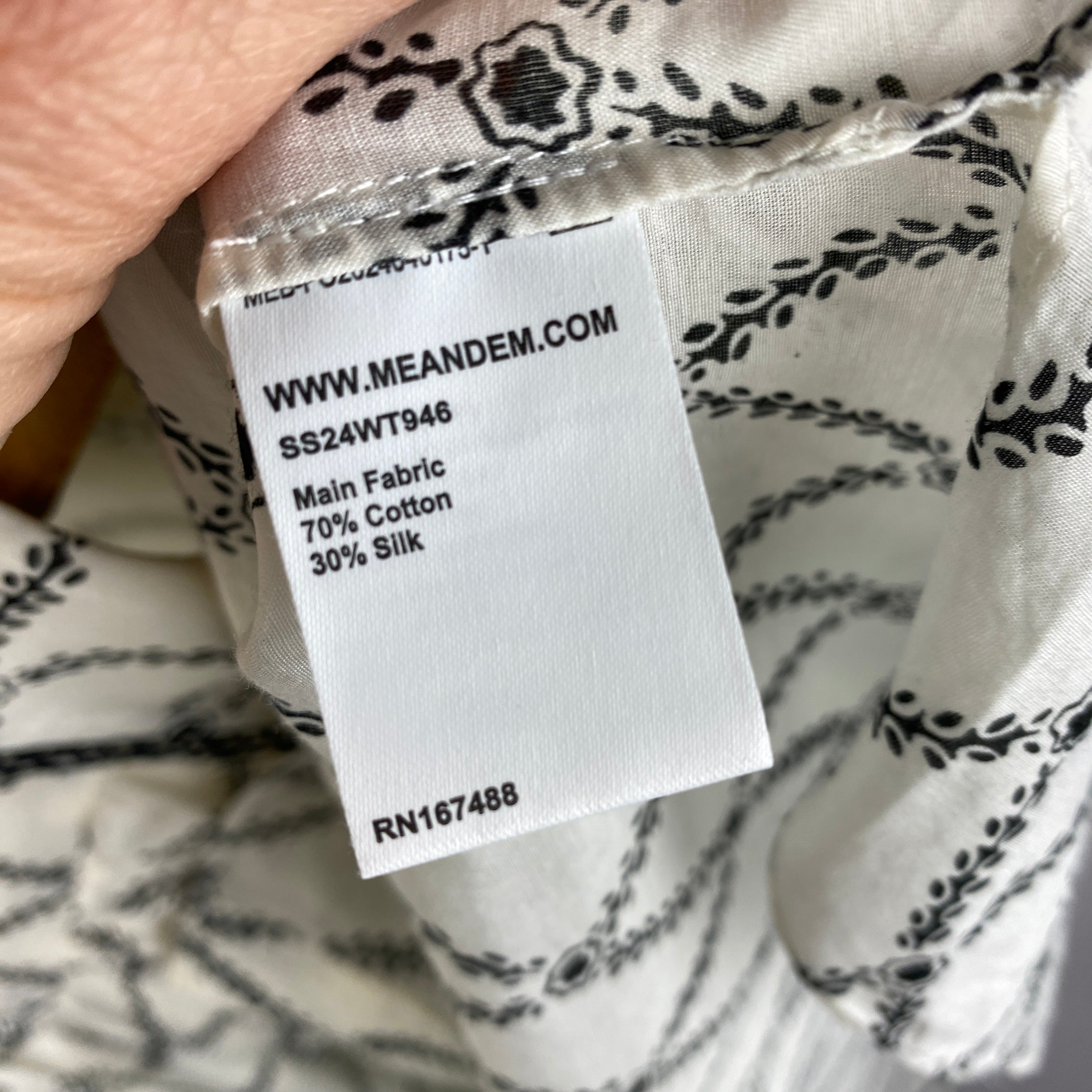 Me&Em Ivory Trellis Print Cotton & Silk Blouse XL