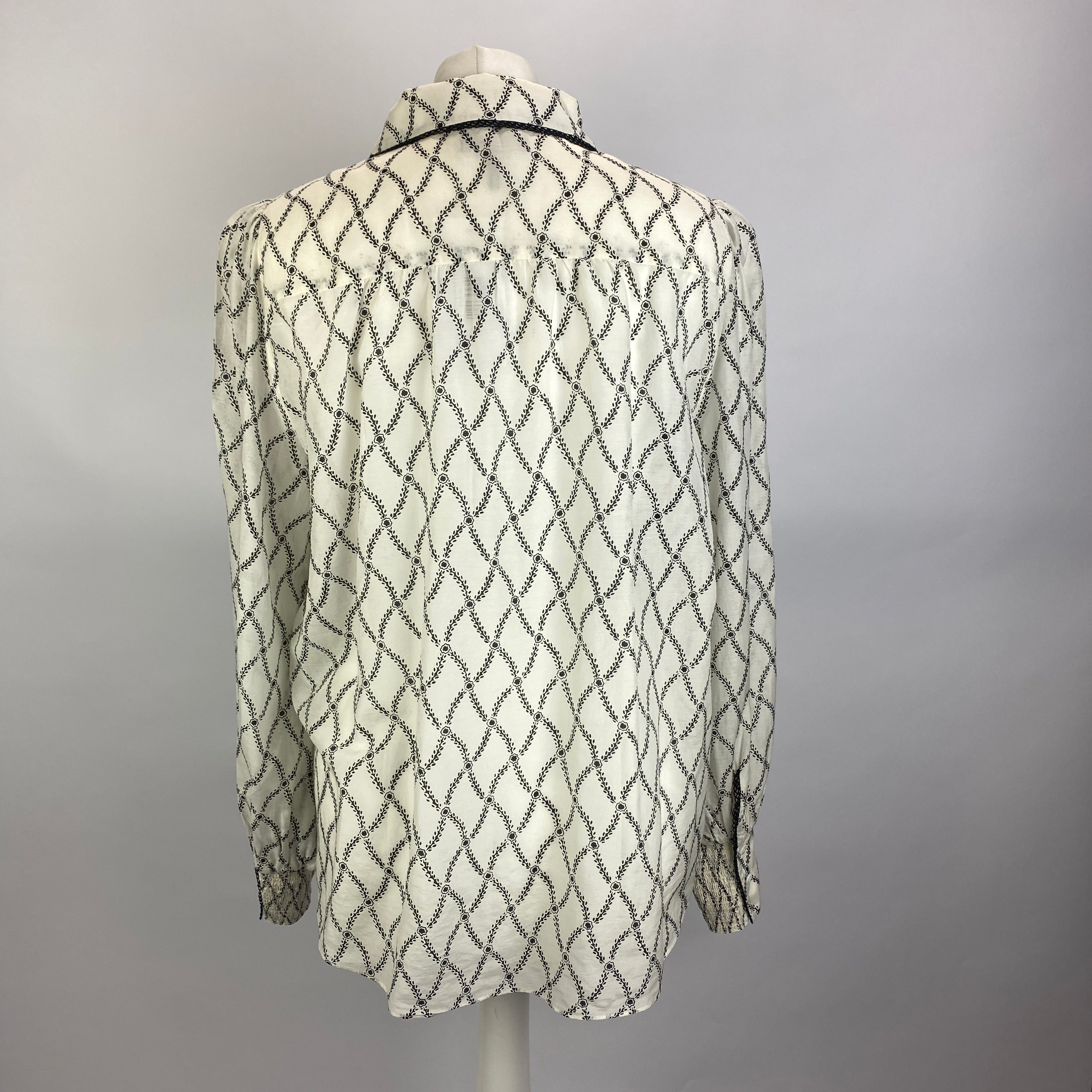 Me&Em Ivory Trellis Print Cotton & Silk Blouse XL