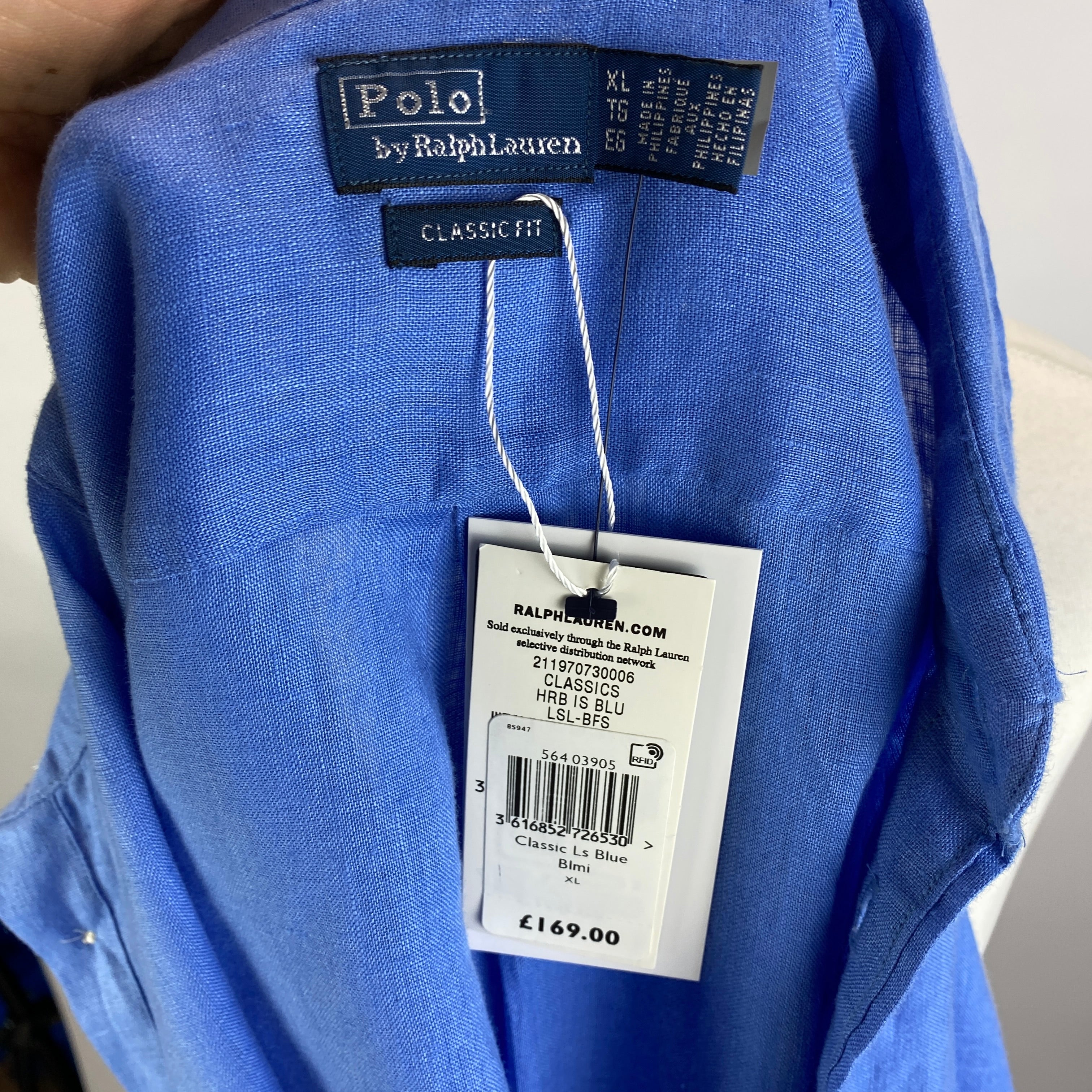 Polo Ralph Lauren New £175 Cornflower Linen Classic Shirt XL