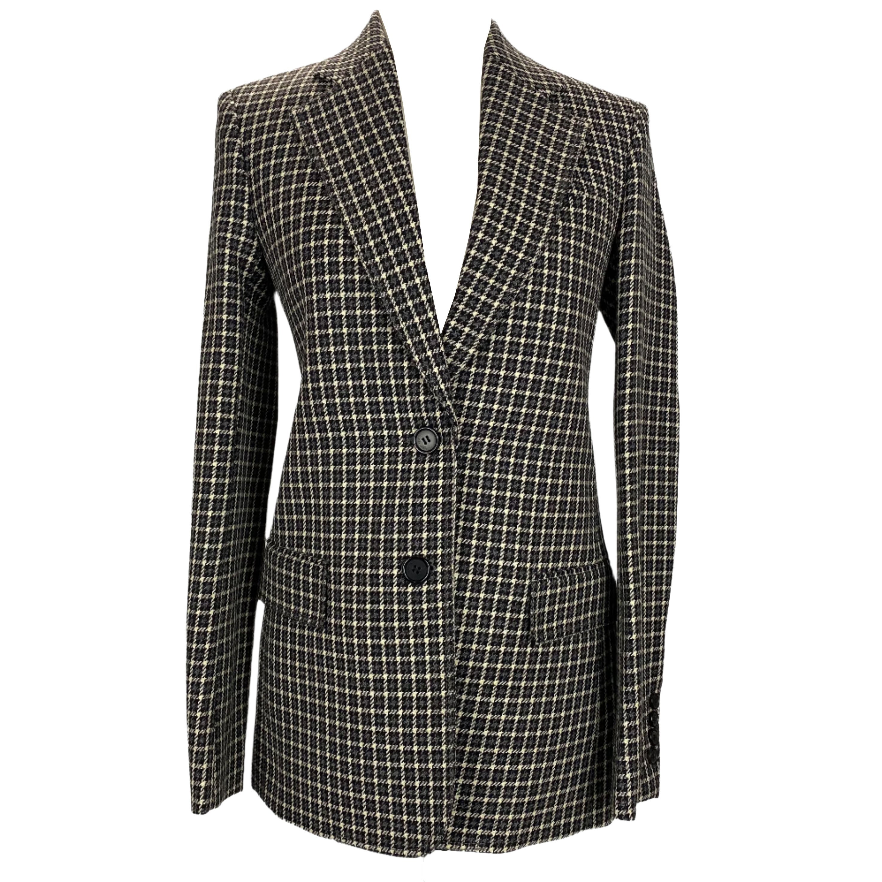 Celine Phoebe Philo New Grey Check Wool Classic Blazer XS