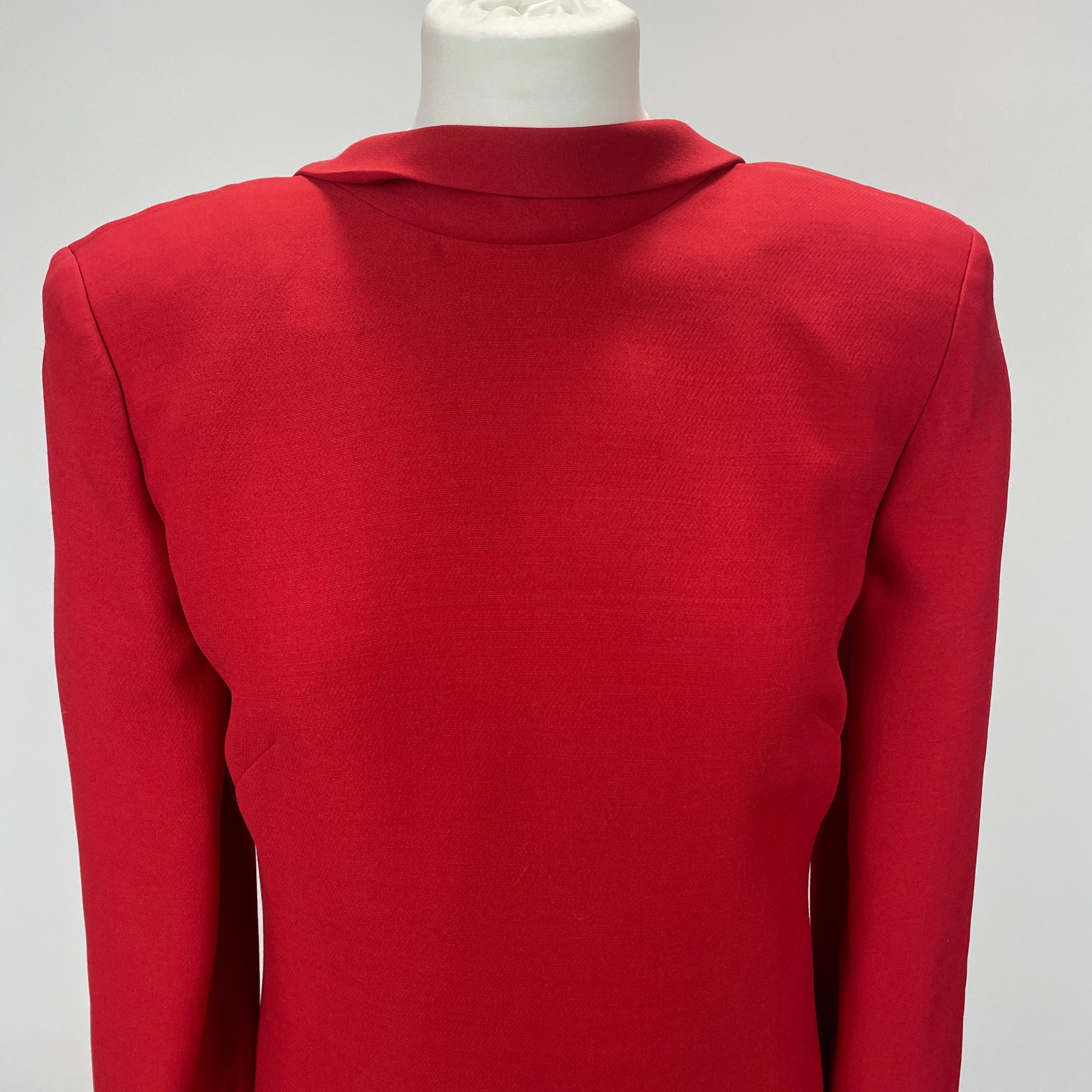 Valentino £2400 Scarlet Wool & Silk Bow Back Dress XS