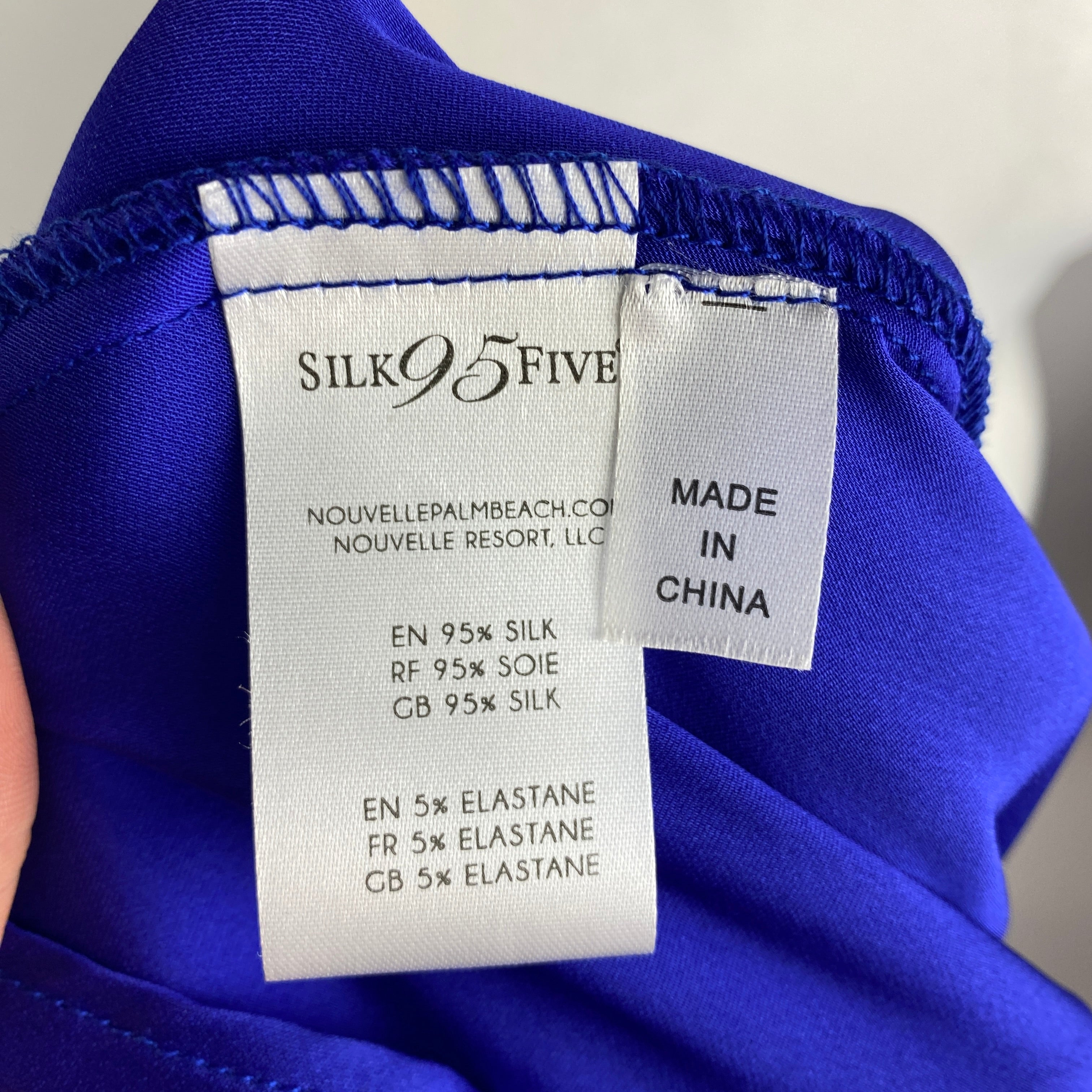 Silk95Five £300 Cobalt Stretch Silk Austin Top S/M/L/XL