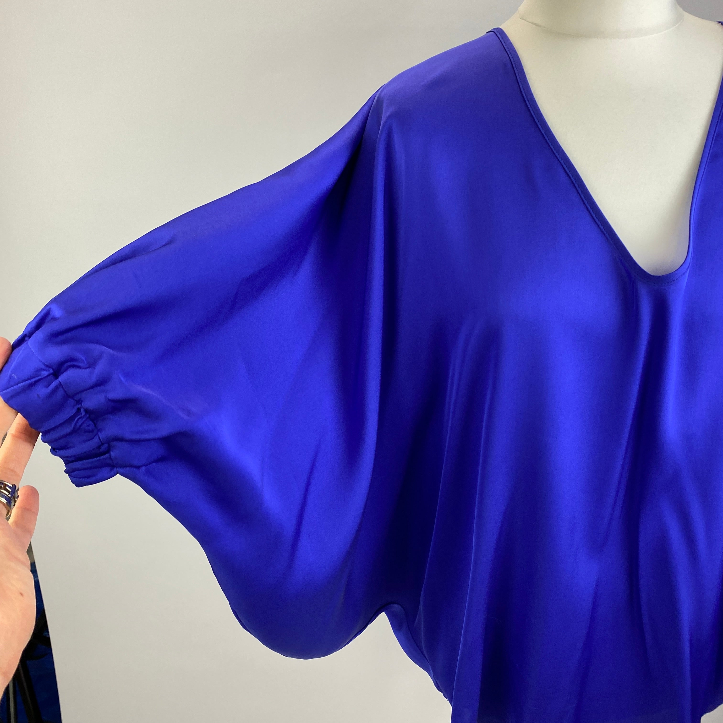Silk95Five £300 Cobalt Stretch Silk Austin Top S/M/L/XL
