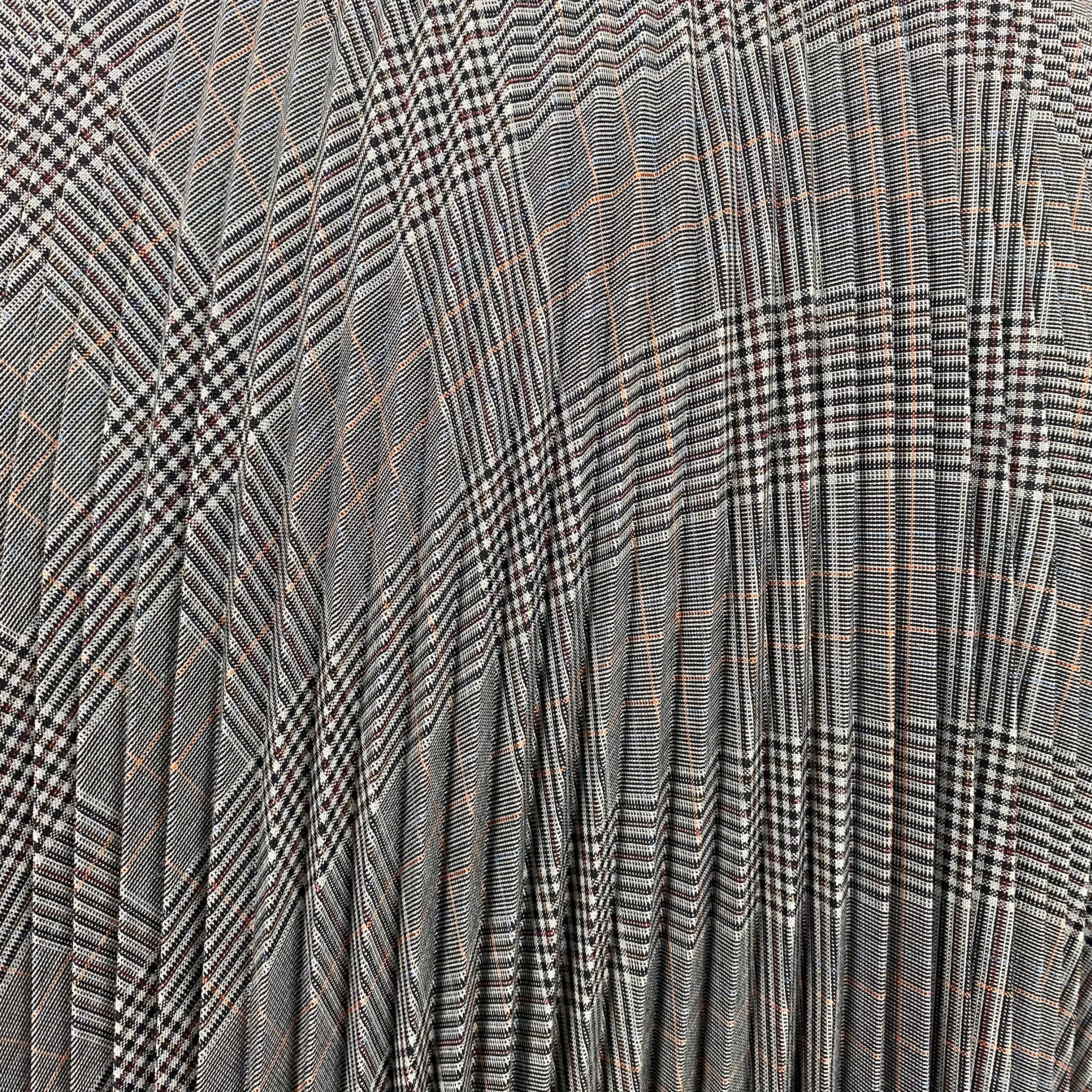 Prada £1200 Monochrome POW Check Pleat Midi Skirt XS