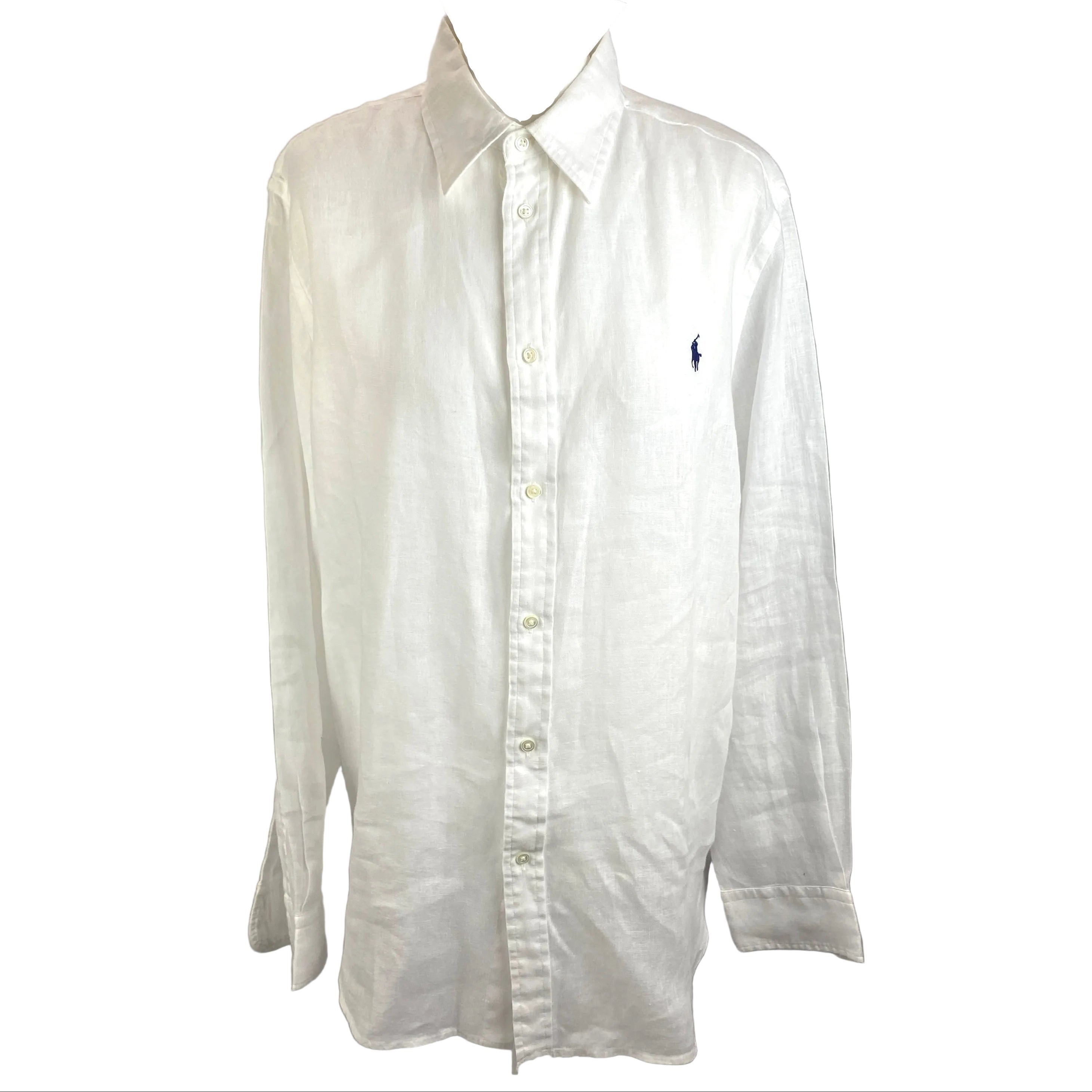 Polo Ralph Lauren New £175 White Linen Relaxed Shirt XL