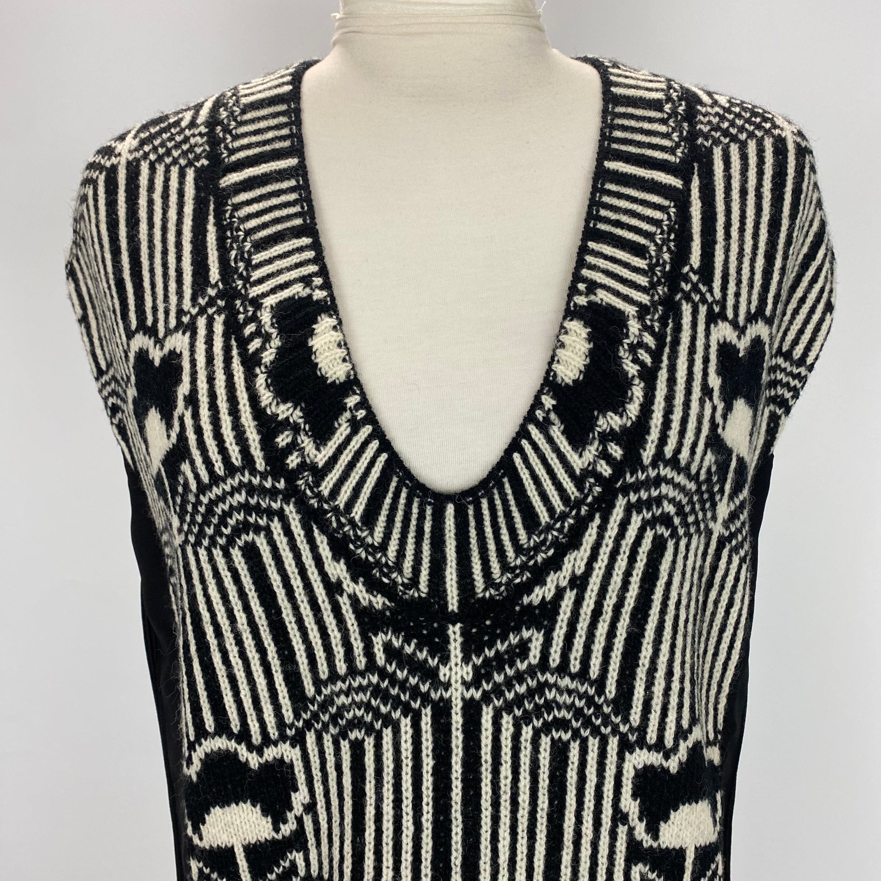 Prada £2000 Black & White Knit Jacquard Midi Dress XS
