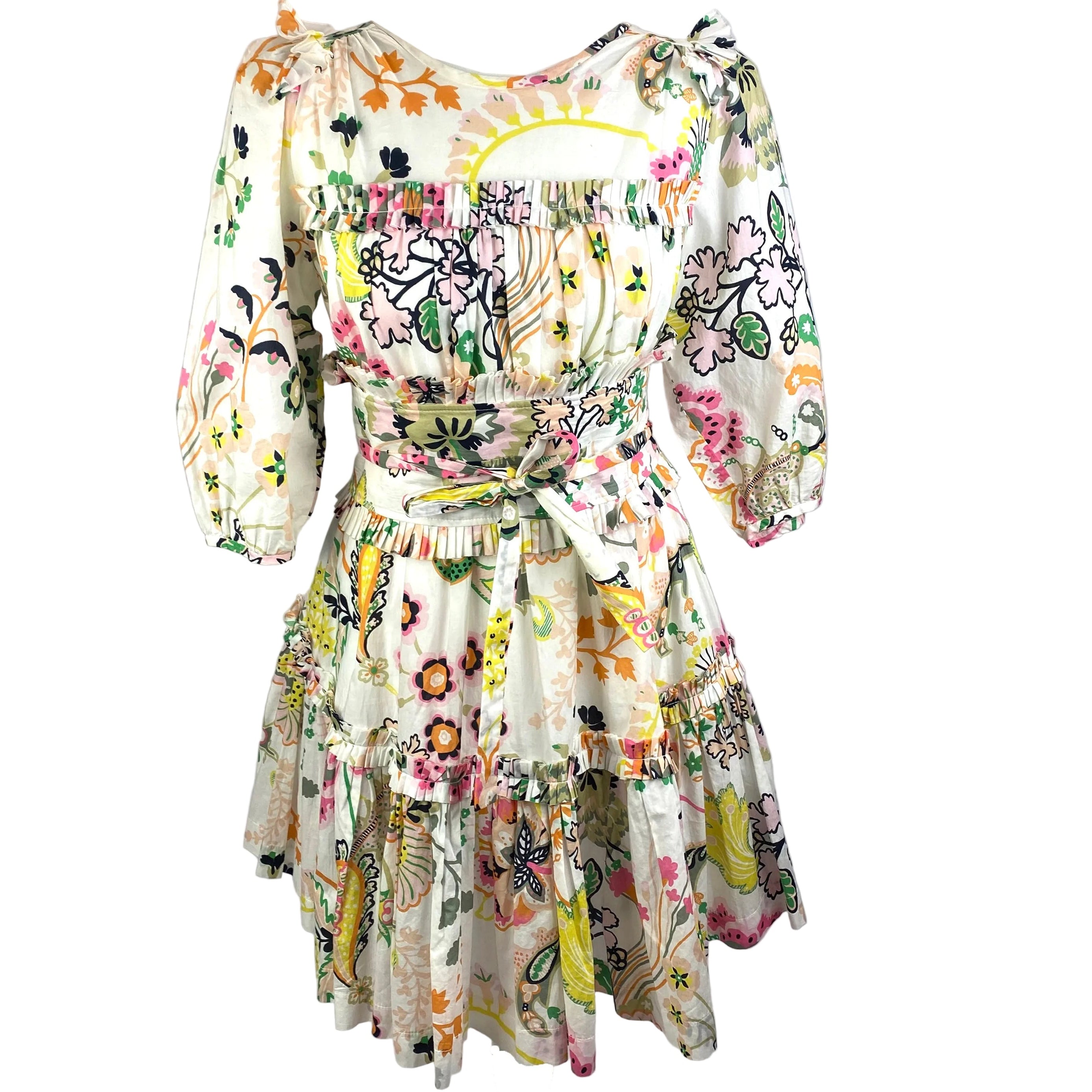 Anna Mason White & Pastel Print Cotton dress S