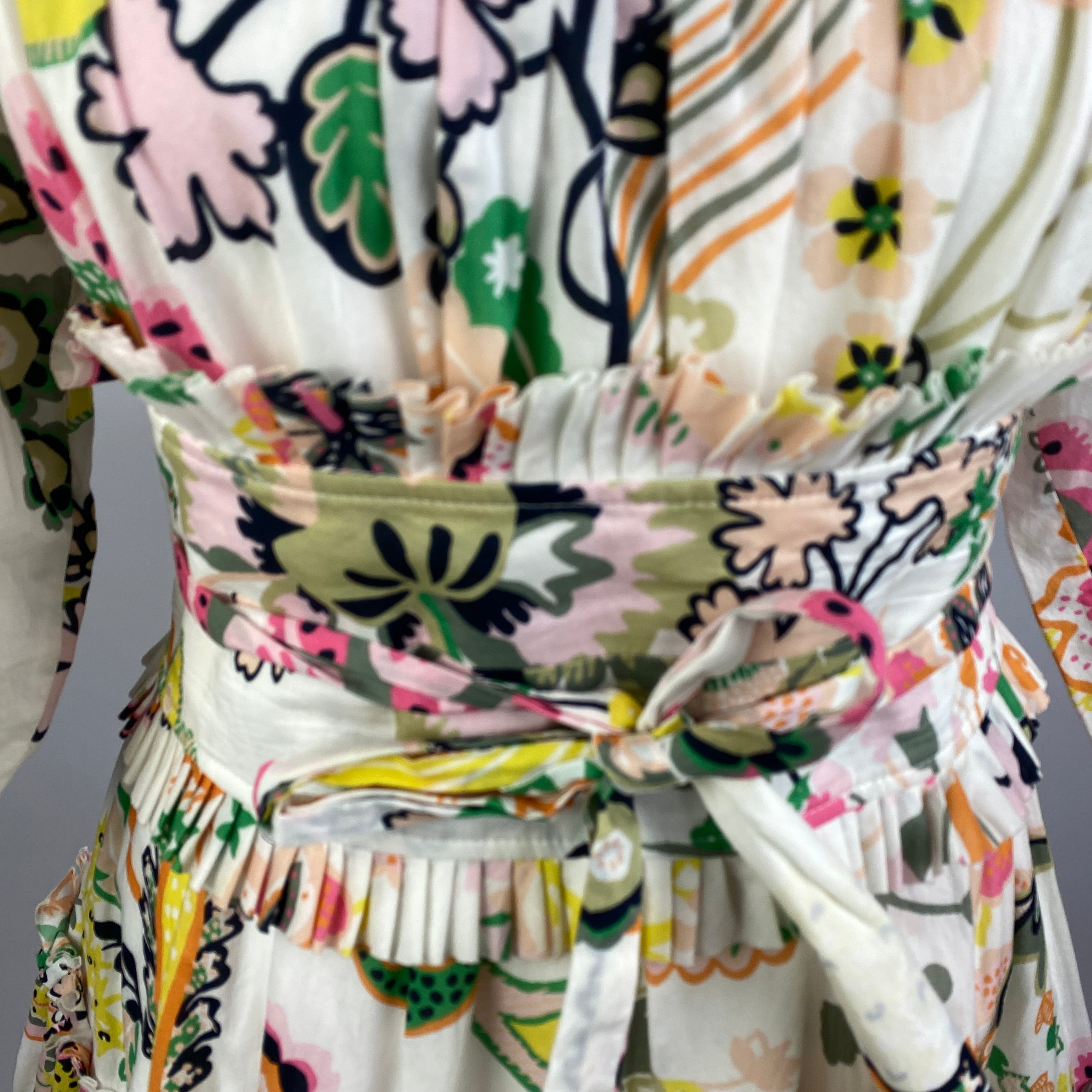 Anna Mason White & Pastel Print Cotton dress S