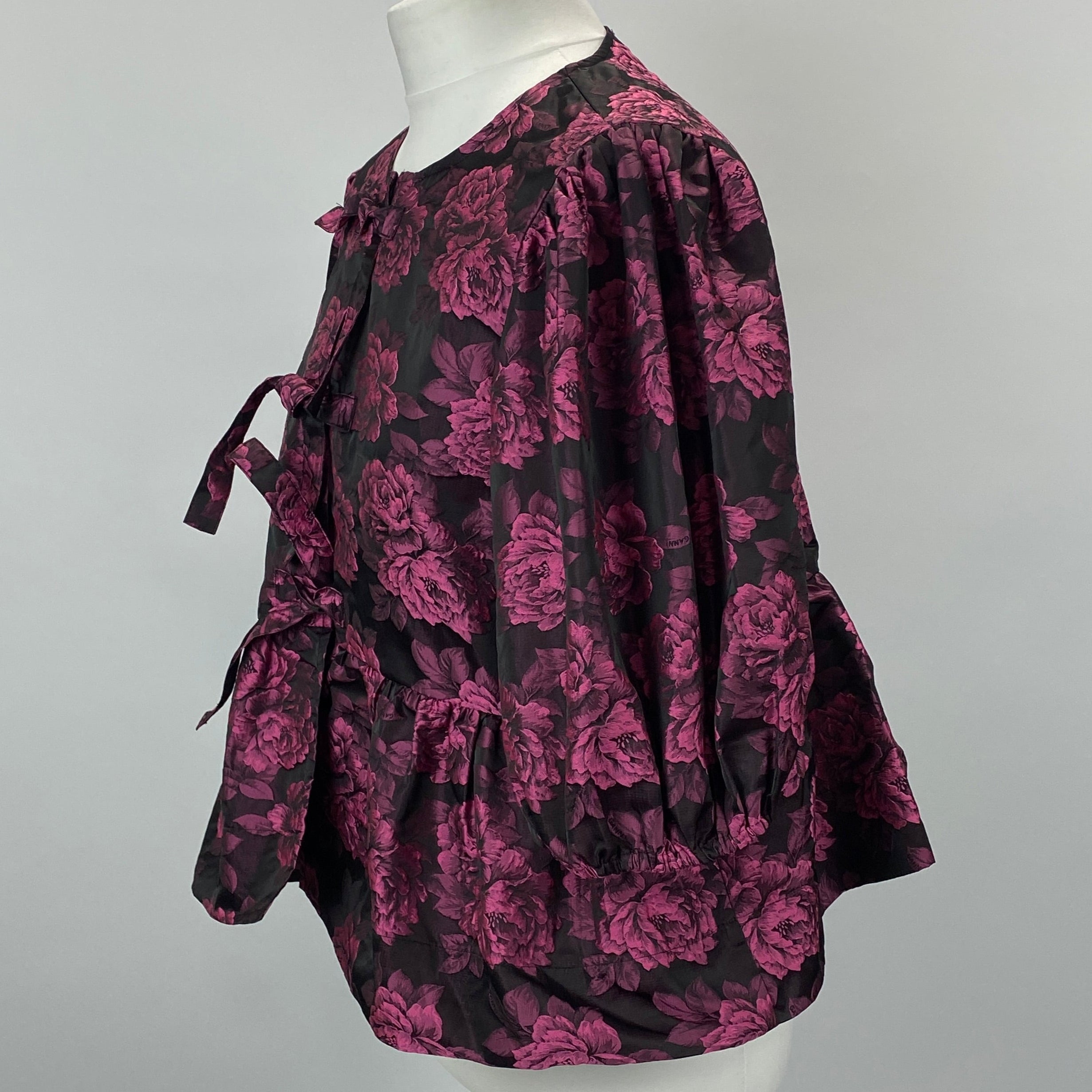 Ganni £245 Pink Brocade Tie Front Top M/L