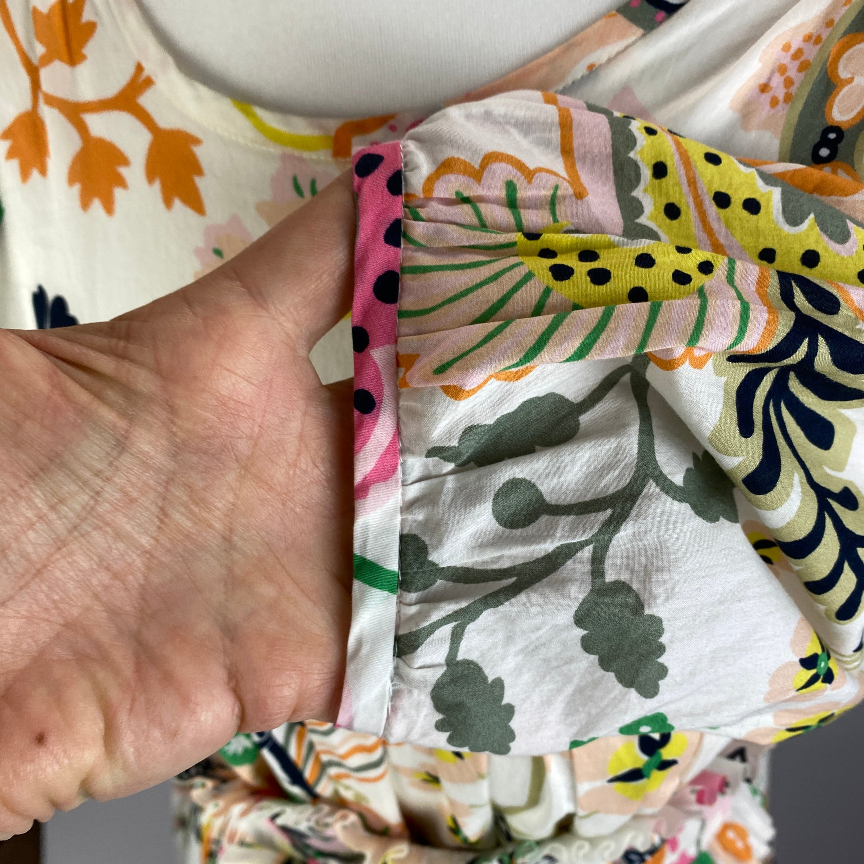 Anna Mason White & Pastel Print Cotton dress S