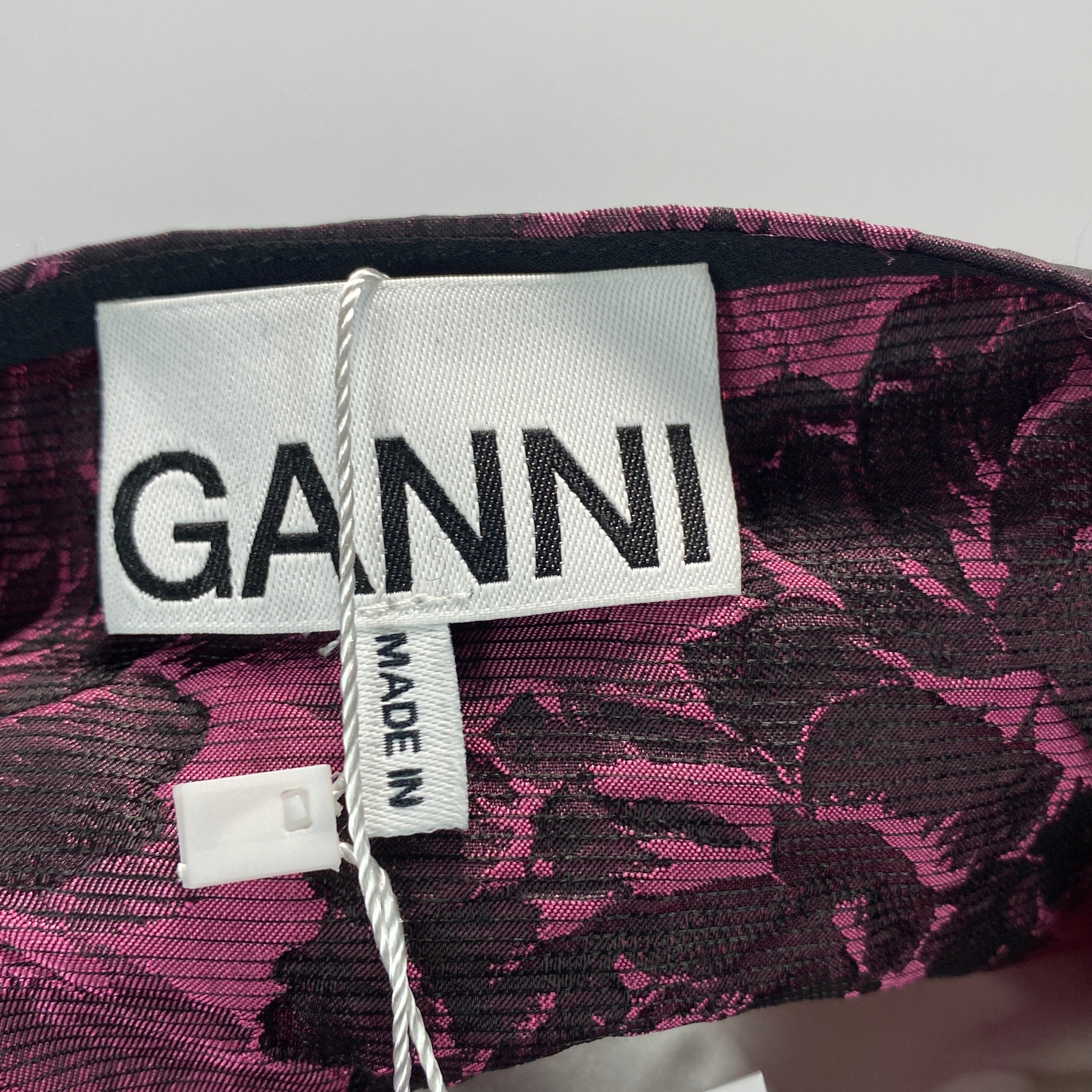 Ganni £245 Pink Brocade Tie Front Top M/L