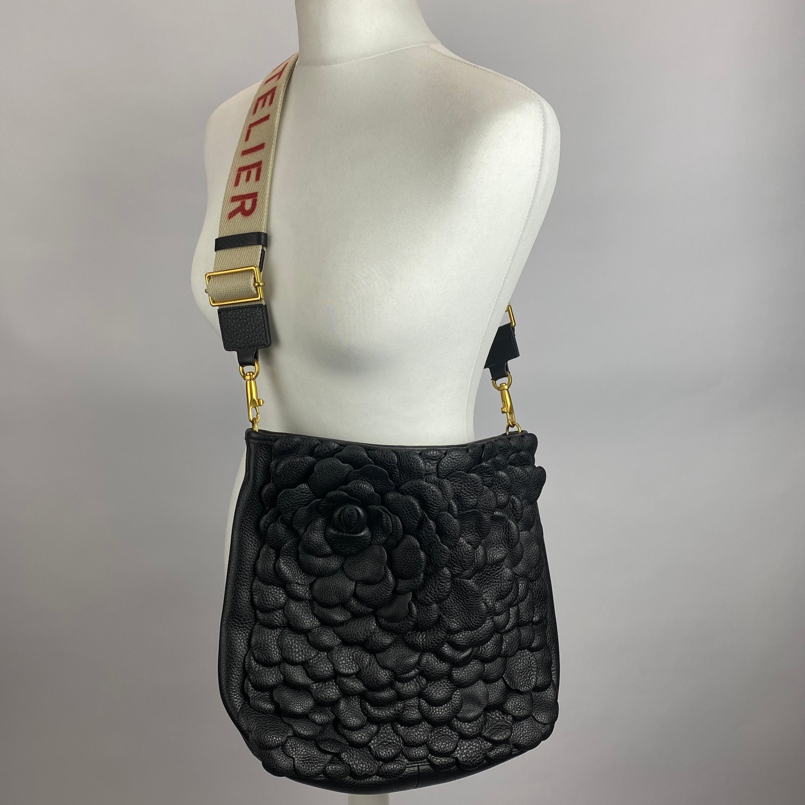 Valentino £2700 Black Atelier Rose Edition Messenger Bag