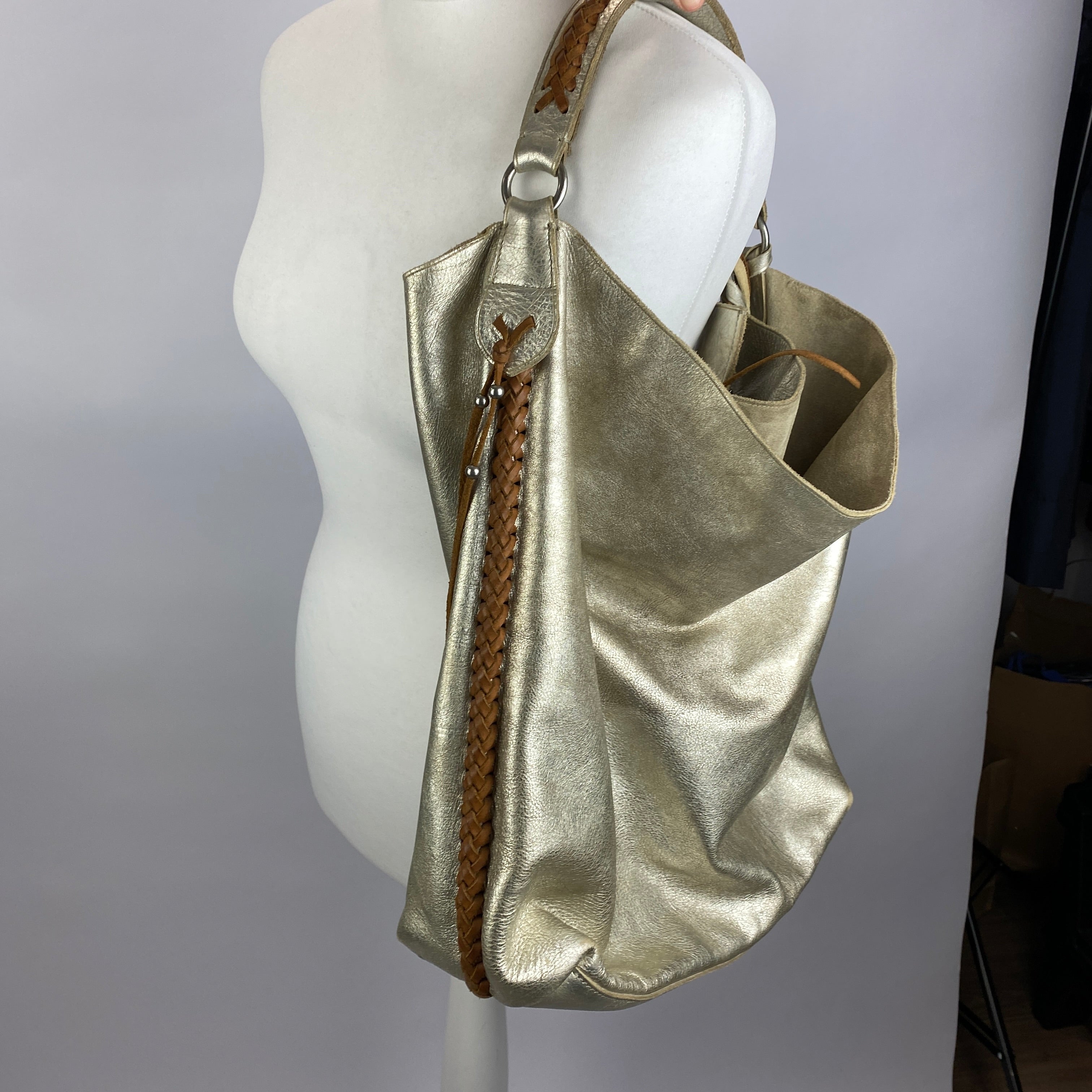 Ralph Lauren Collection £3000 Gold Leather Hobo Shoulderbag