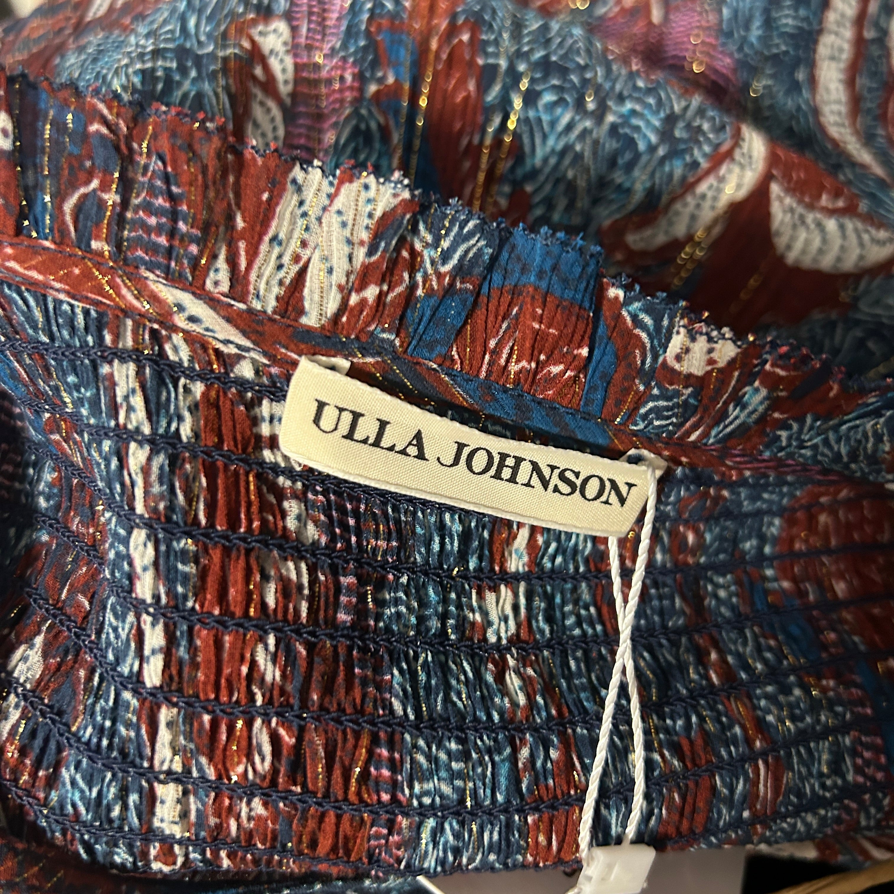 Ulla Johnson New Blue & Rust Silk Mix Maxi Dress S/M/L