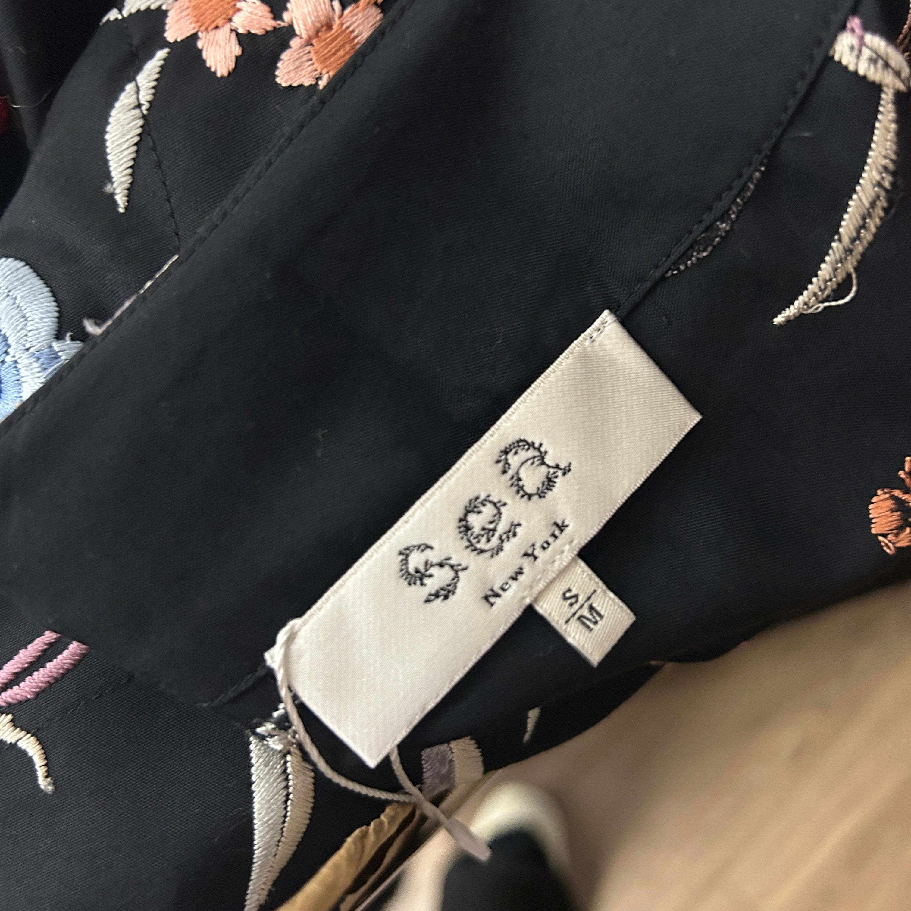 Sea New York New Black Embroidered Fringed Kimono Coat S/M