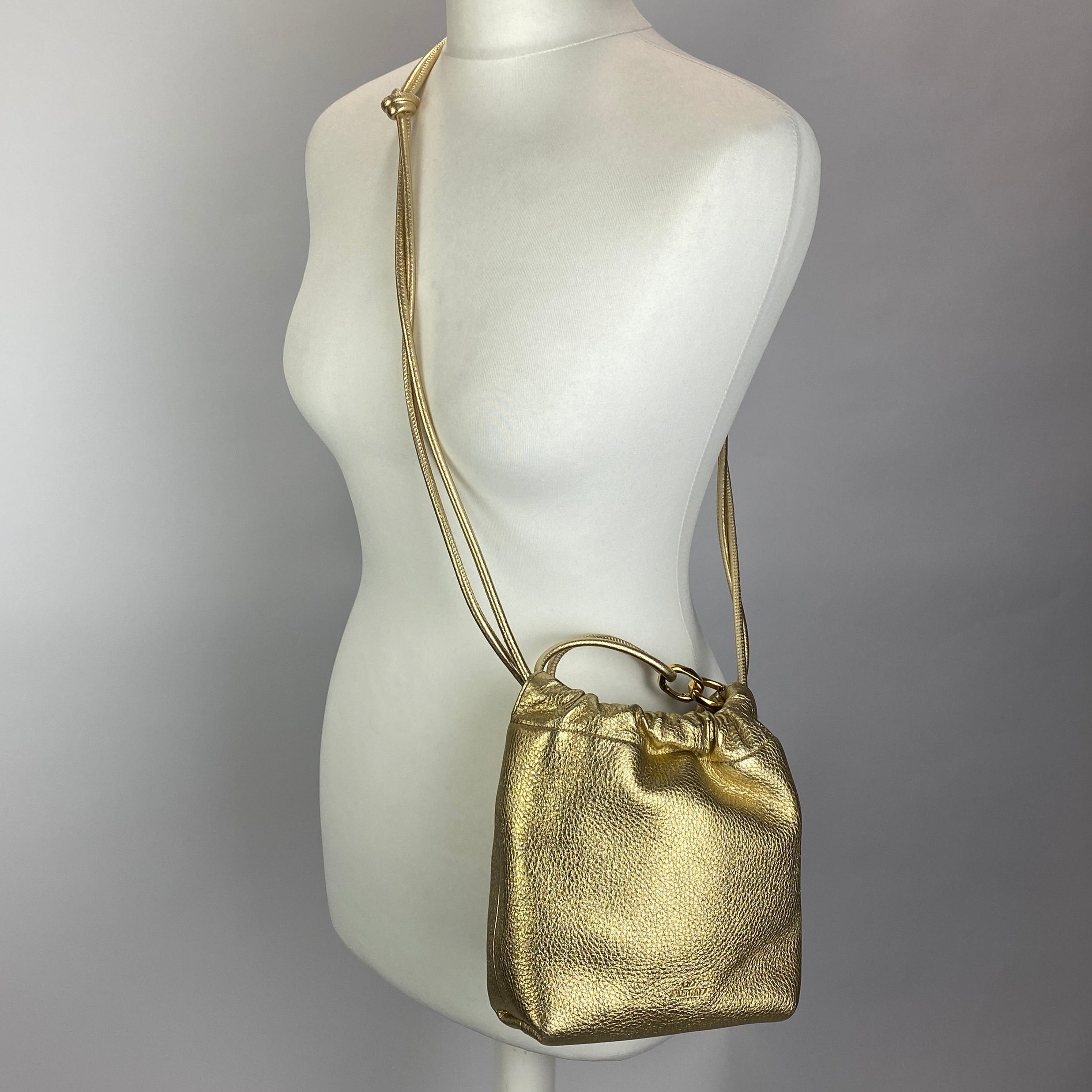 Valentino Vlogo Gold Pouf Bucket Bag