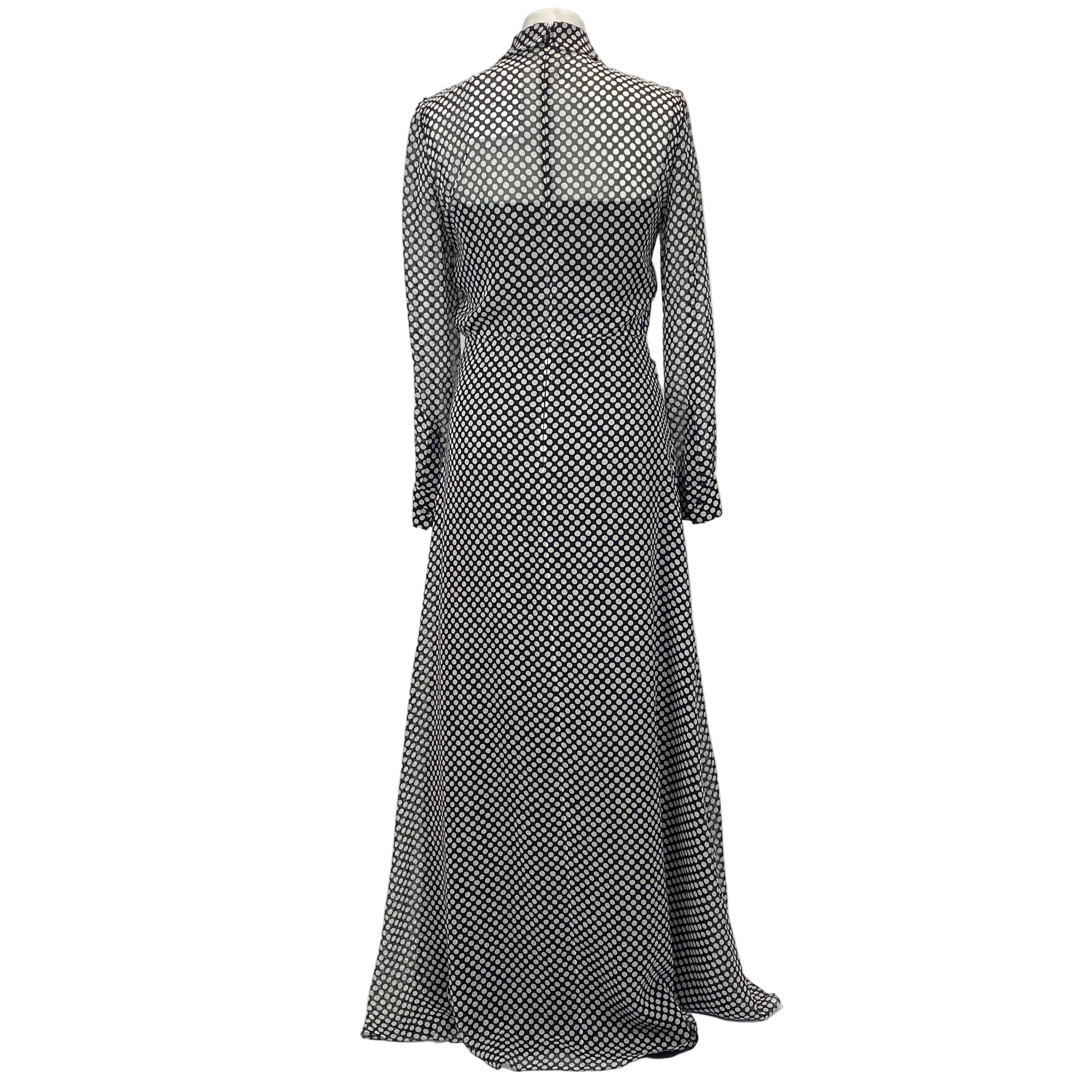 Christian Dior New £4000 Monochrome Polka Dot Silk Maxi Dress S