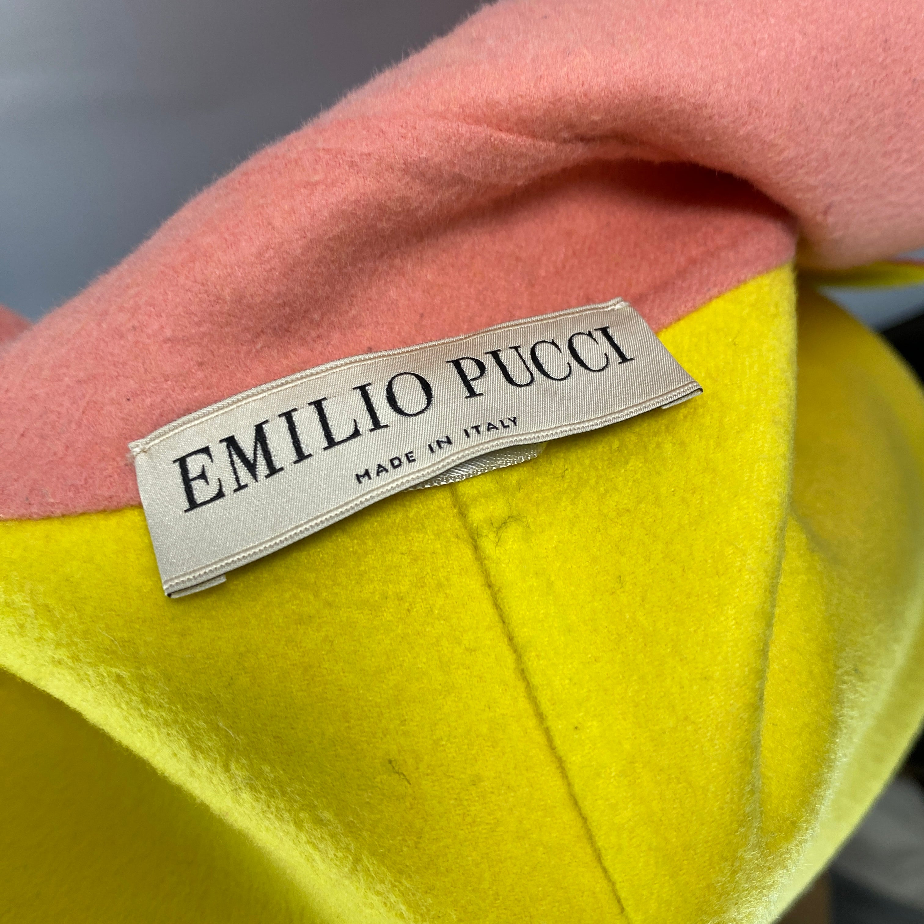 Emilio Pucci Peach & Yellow Wool & Cashmere Coat S