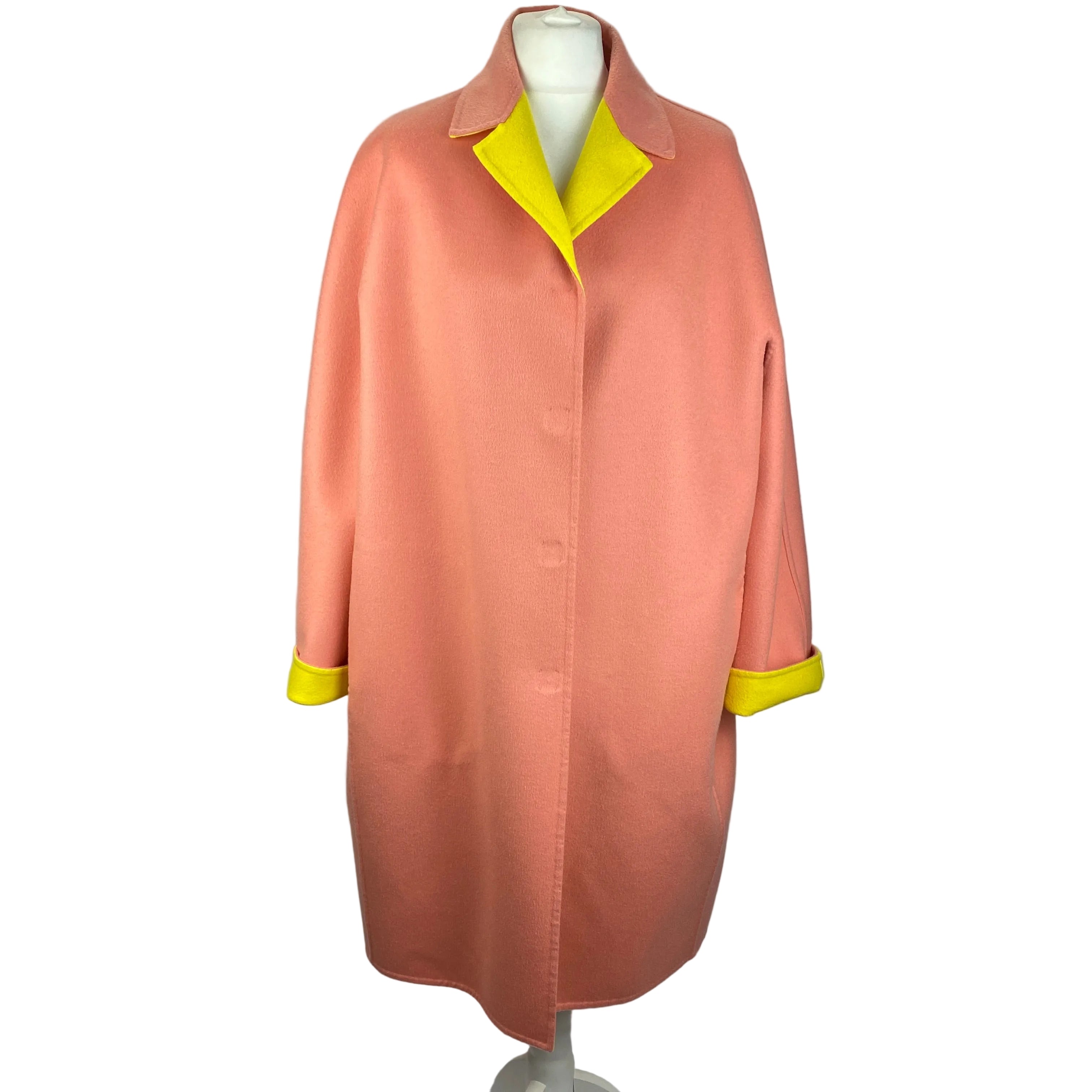 Emilio Pucci Peach & Yellow Wool & Cashmere Coat S