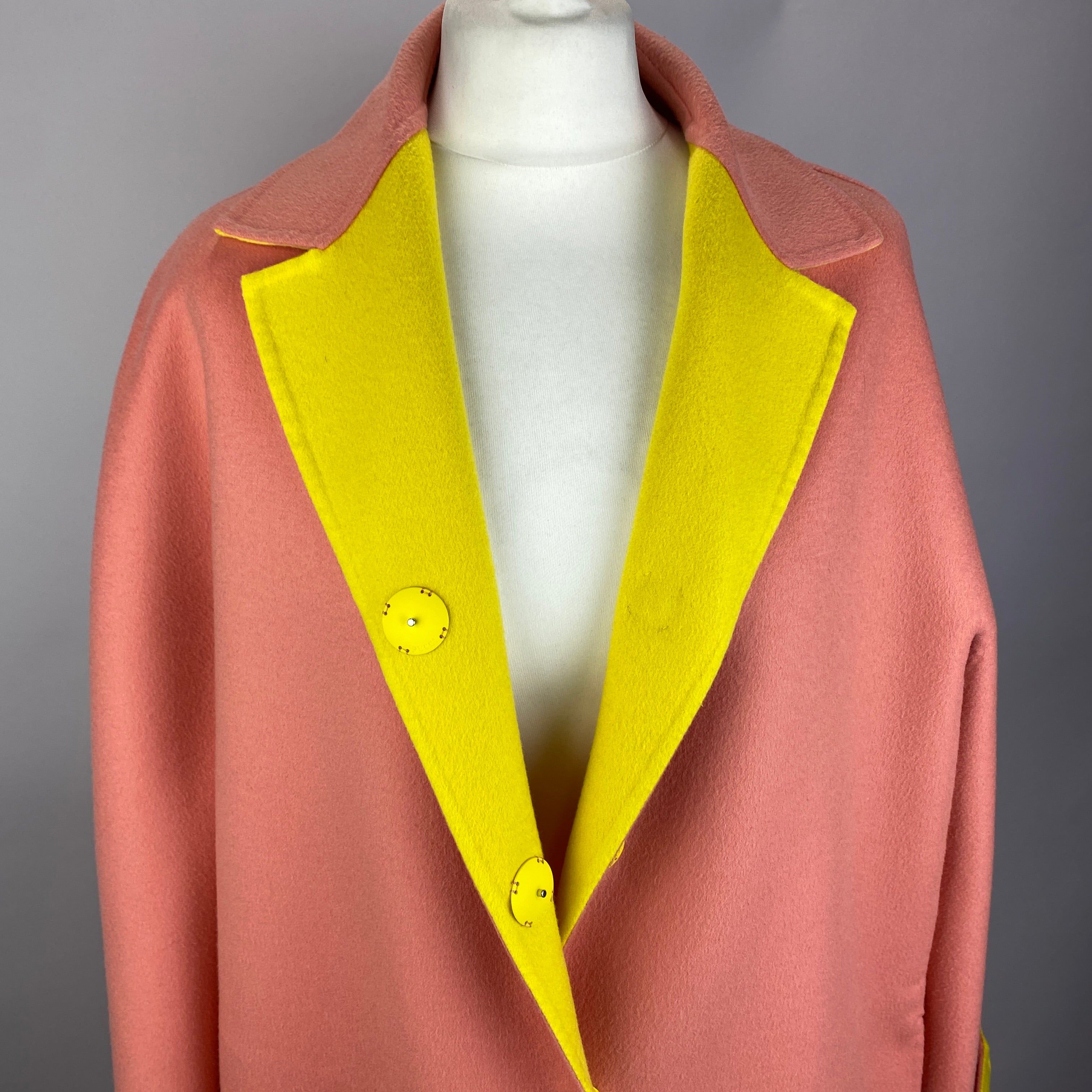 Emilio Pucci Peach & Yellow Wool & Cashmere Coat S