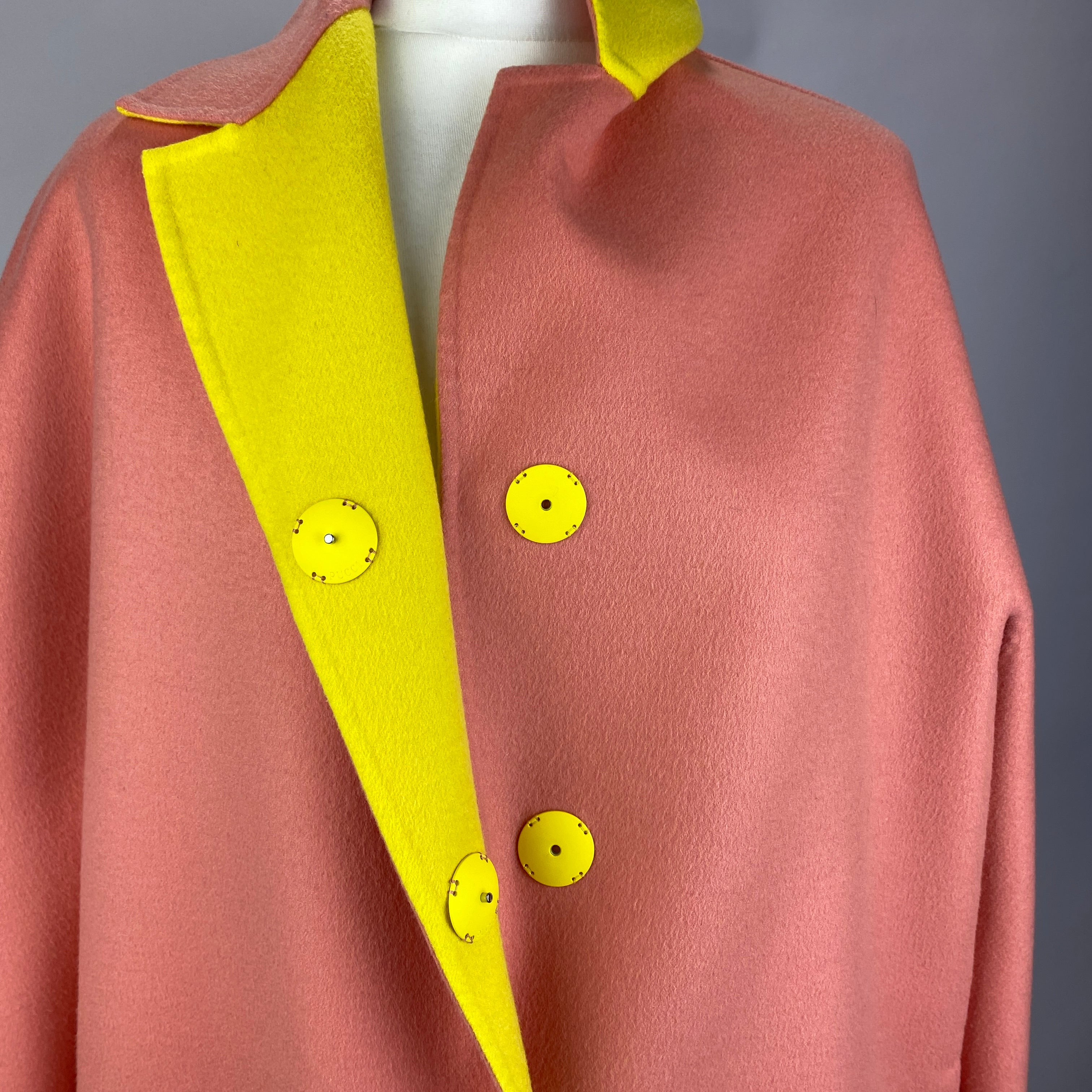 Emilio Pucci Peach & Yellow Wool & Cashmere Coat S