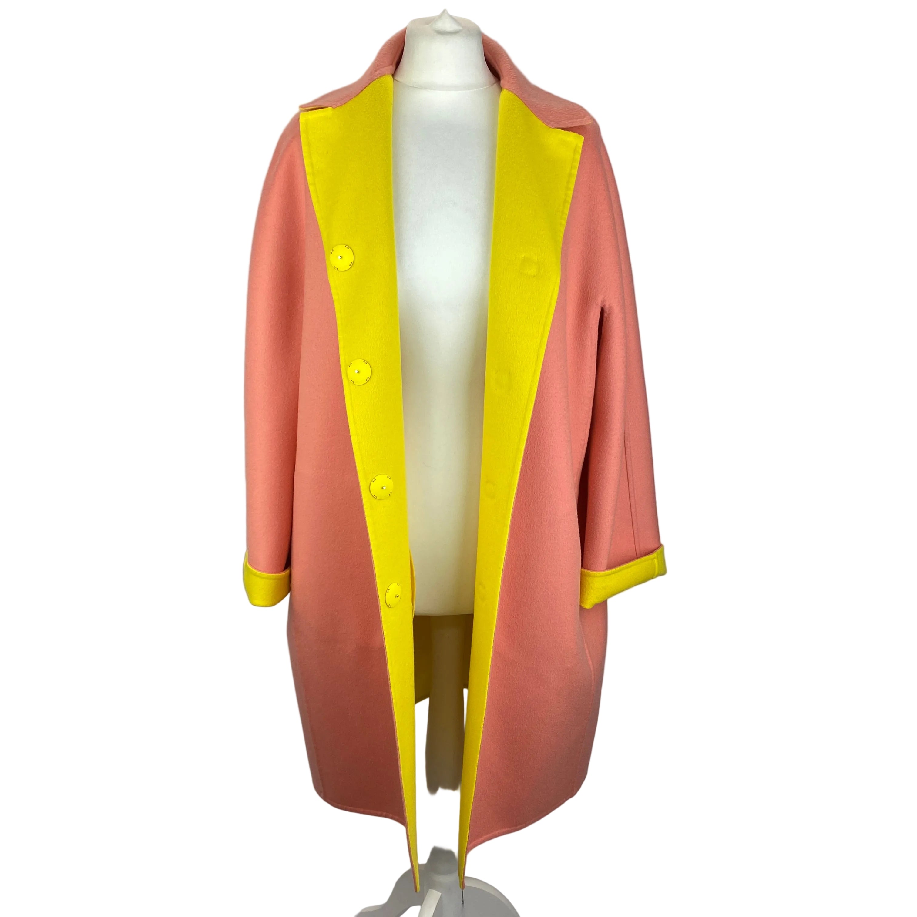 Emilio Pucci Peach & Yellow Wool & Cashmere Coat S