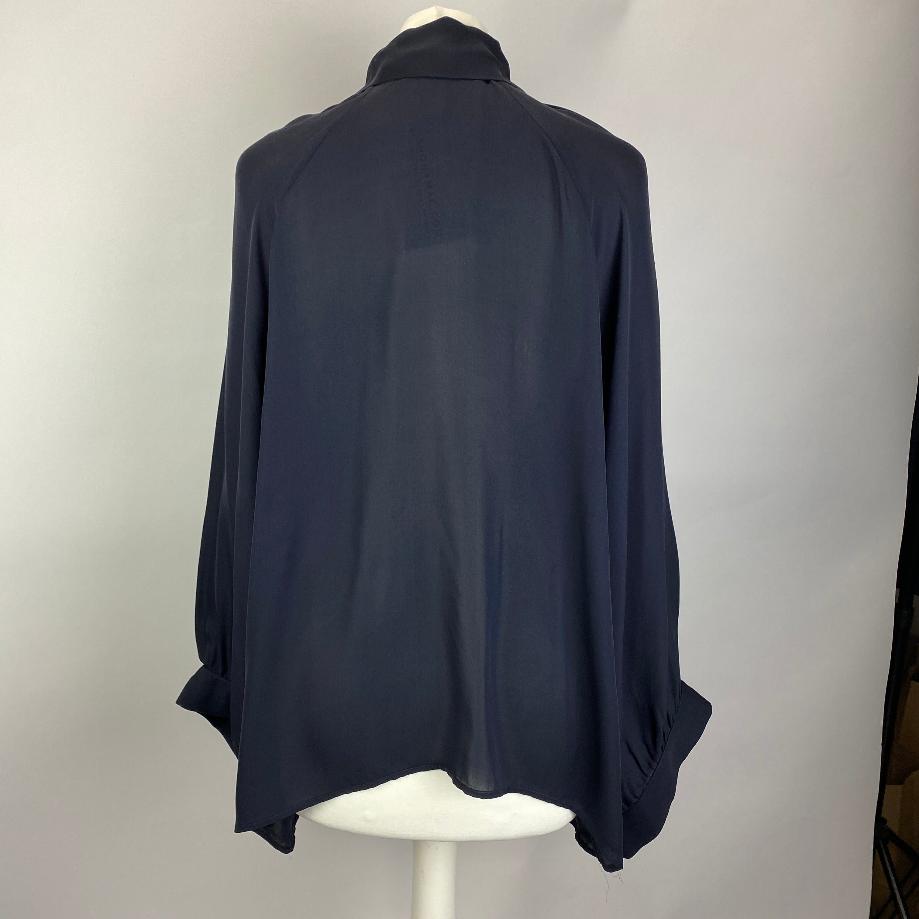 Nili Lotan £1300 Navy Silk Oversized Smock Blouse O/S
