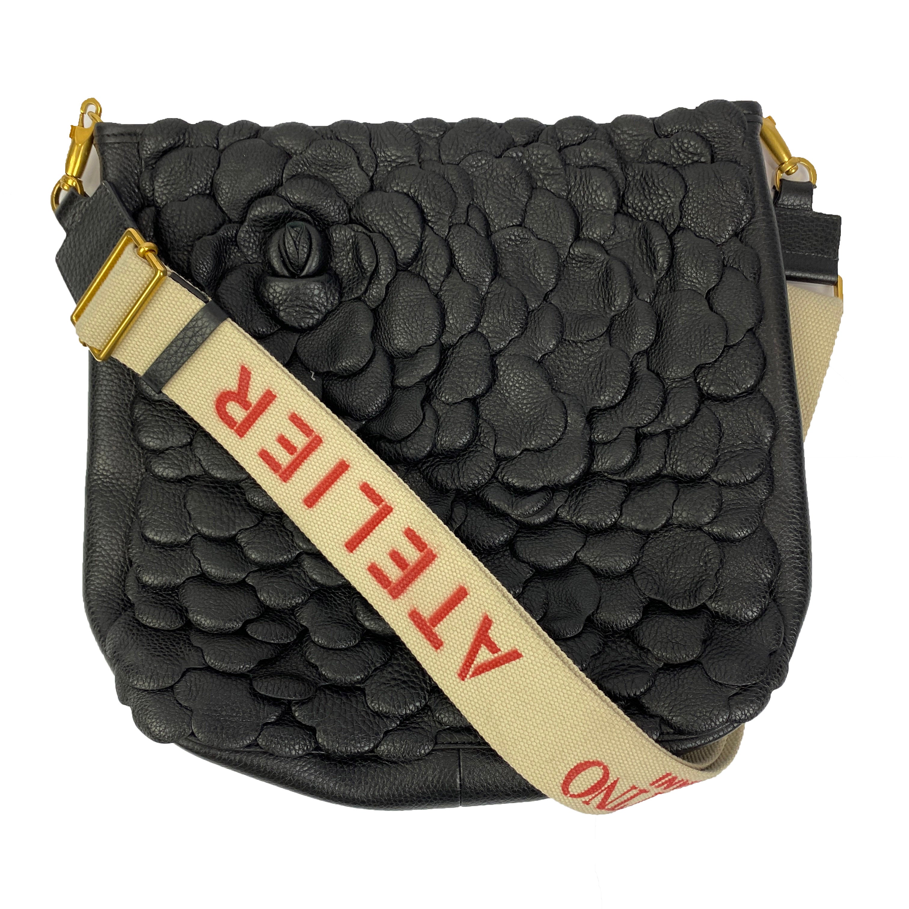 Valentino £2700 Black Atelier Rose Edition Messenger Bag