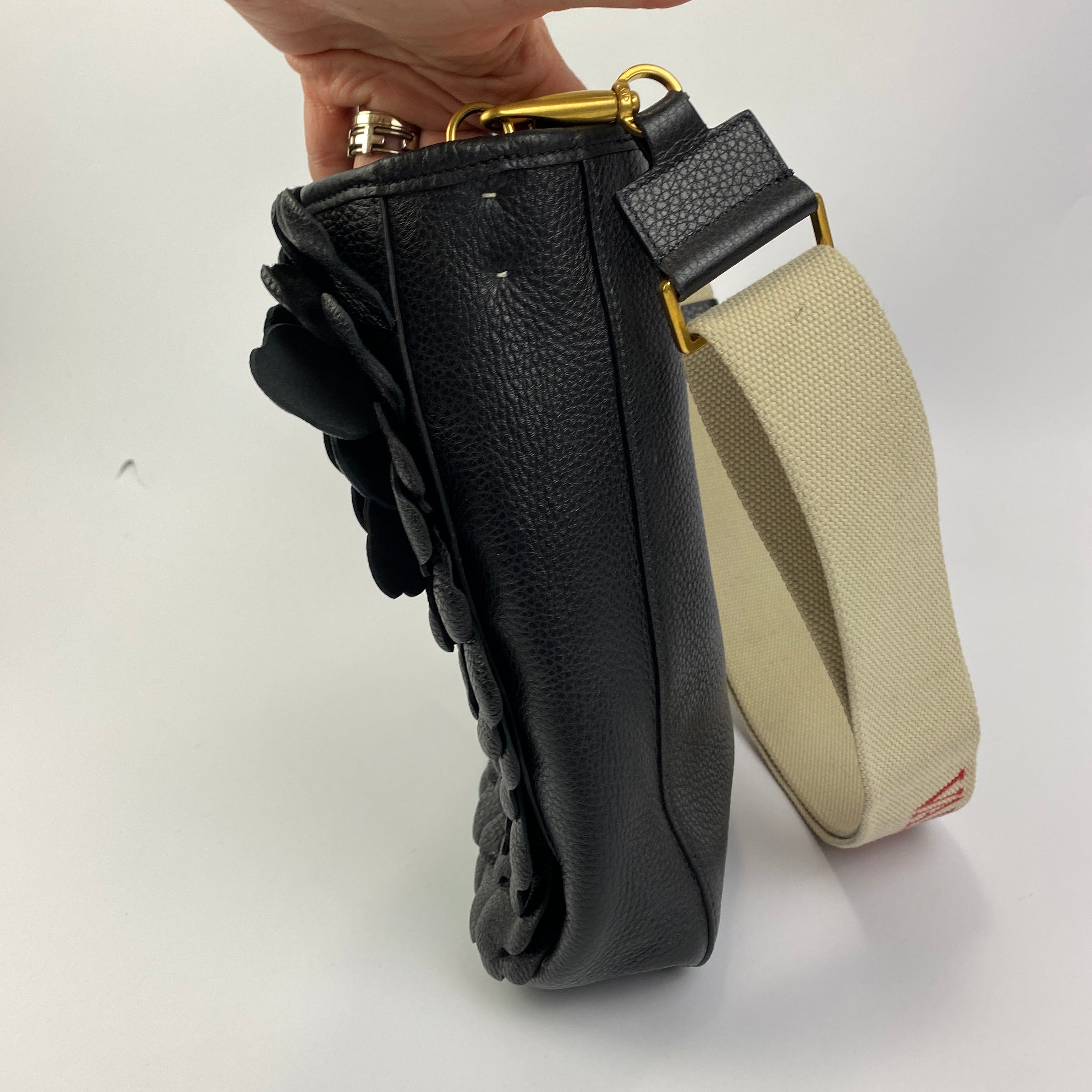 Valentino £2700 Black Atelier Rose Edition Messenger Bag