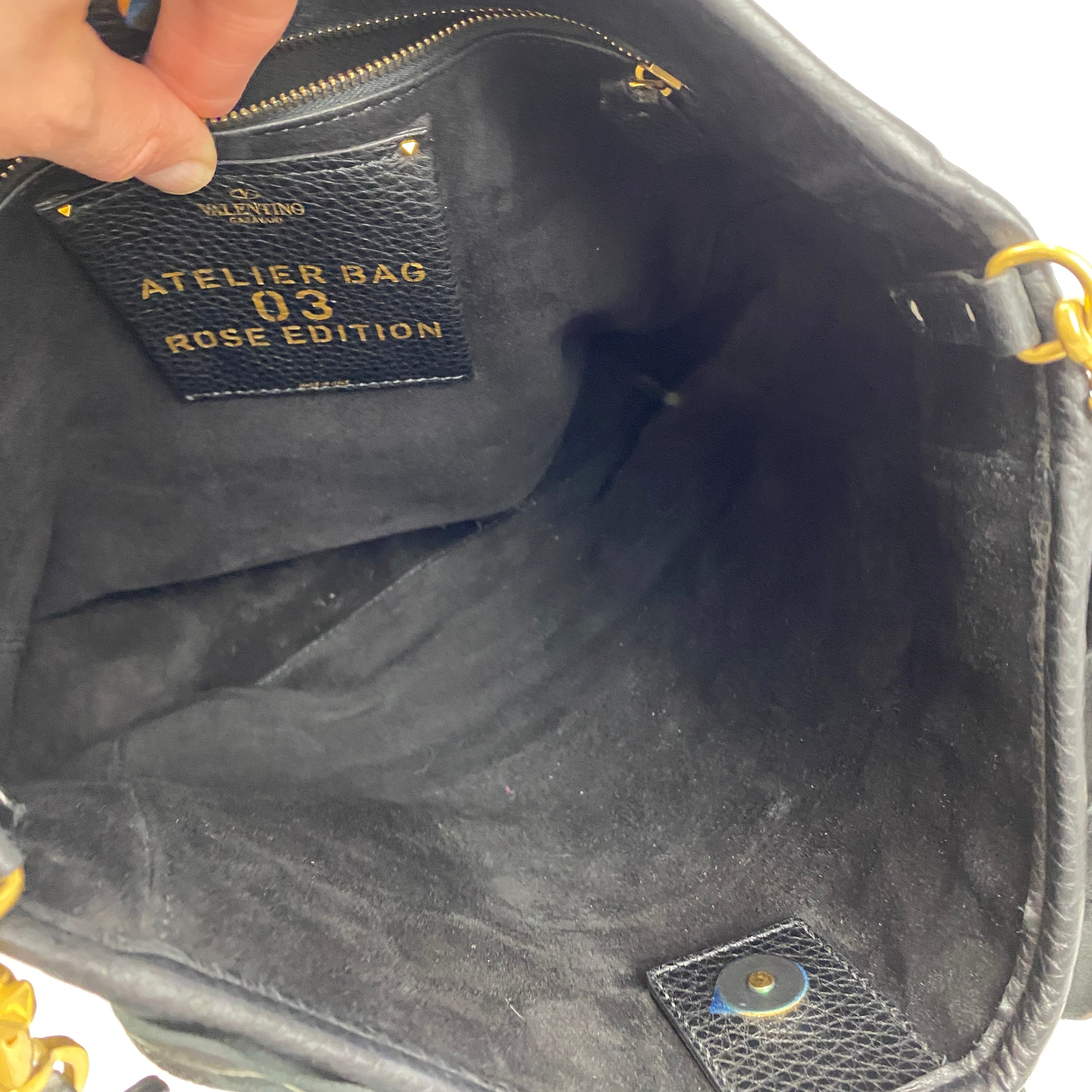 Valentino £2700 Black Atelier Rose Edition Messenger Bag