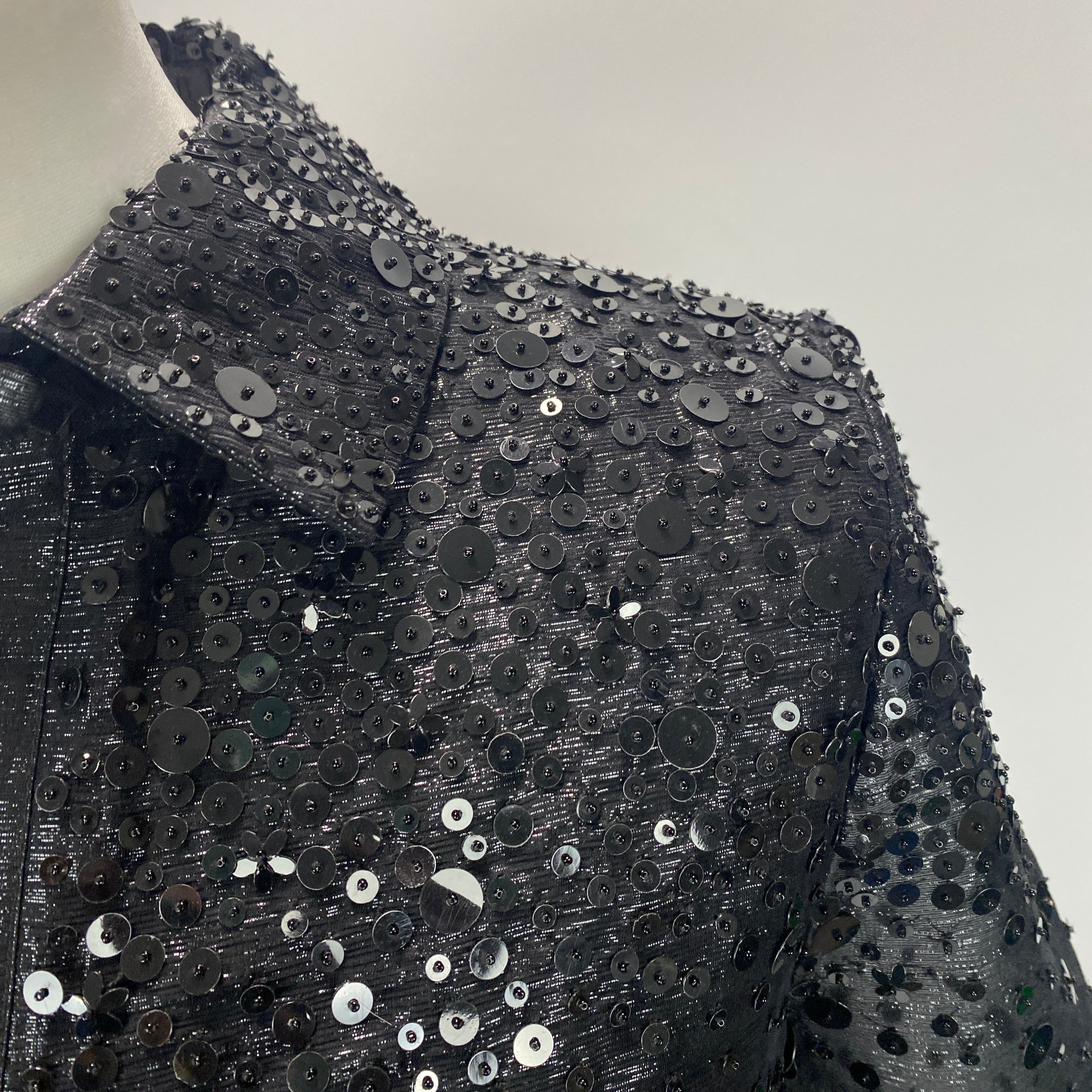 Oscar De La Renta New £5000 Black Sequin Maxi Shirtdress XS