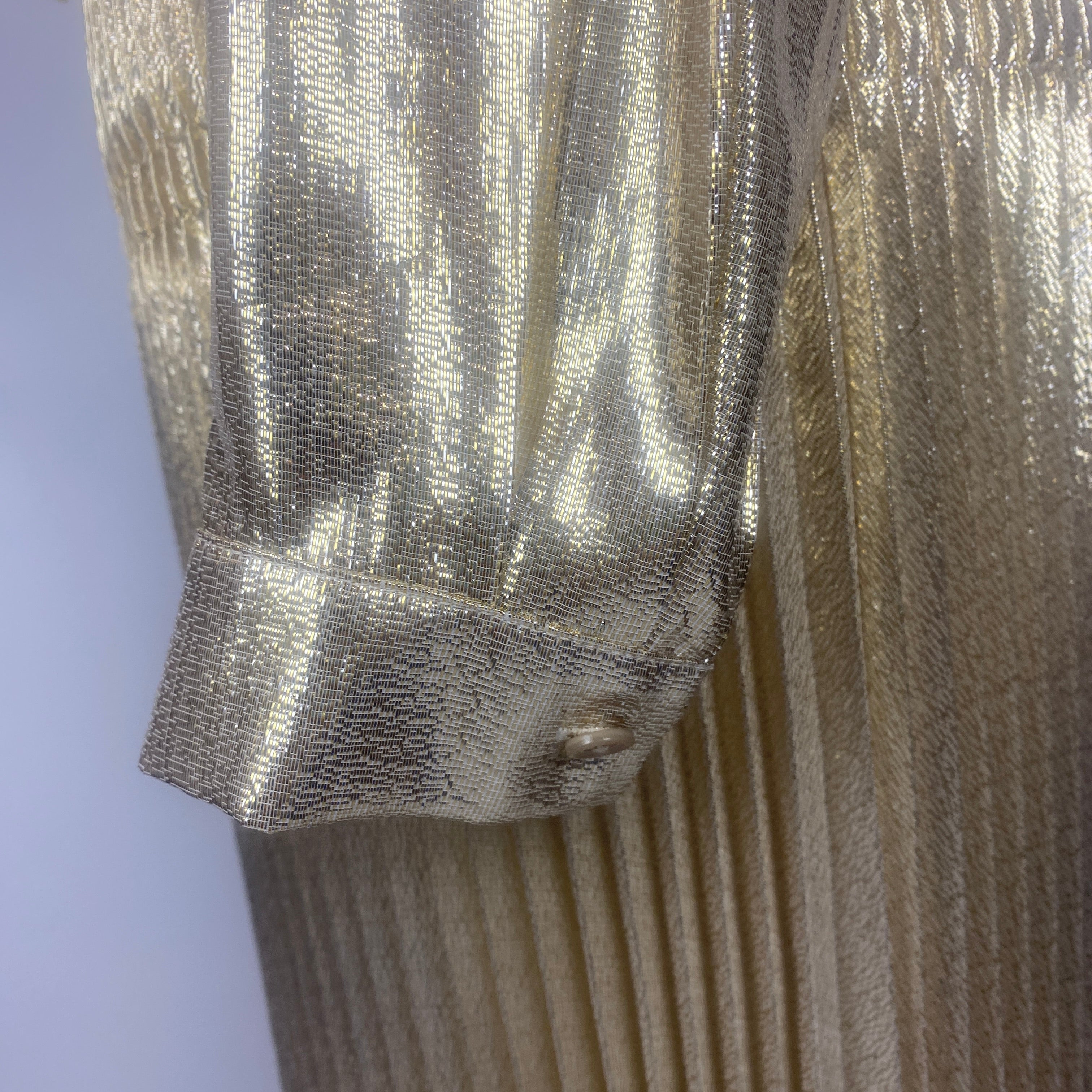 Self-Portrait £595 Gold Metallic Tie Neck Maxi Dress XXS