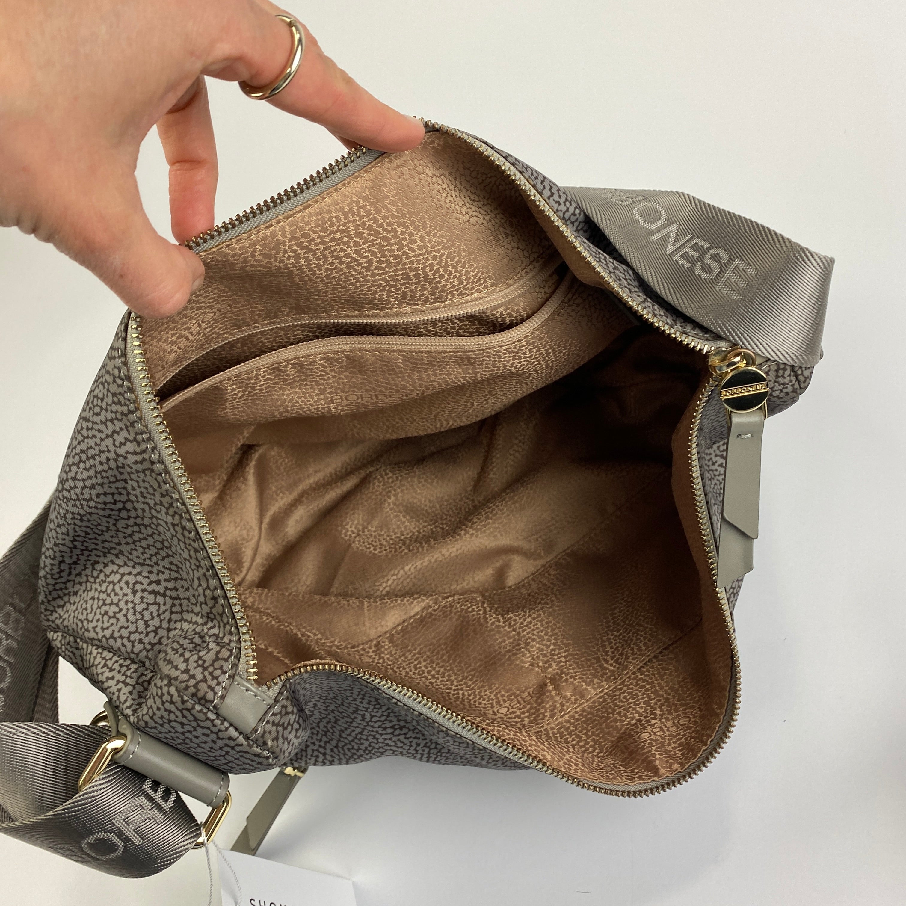 Borbonese New £235 Mushroom Print Nylon Luna Messenger Bag