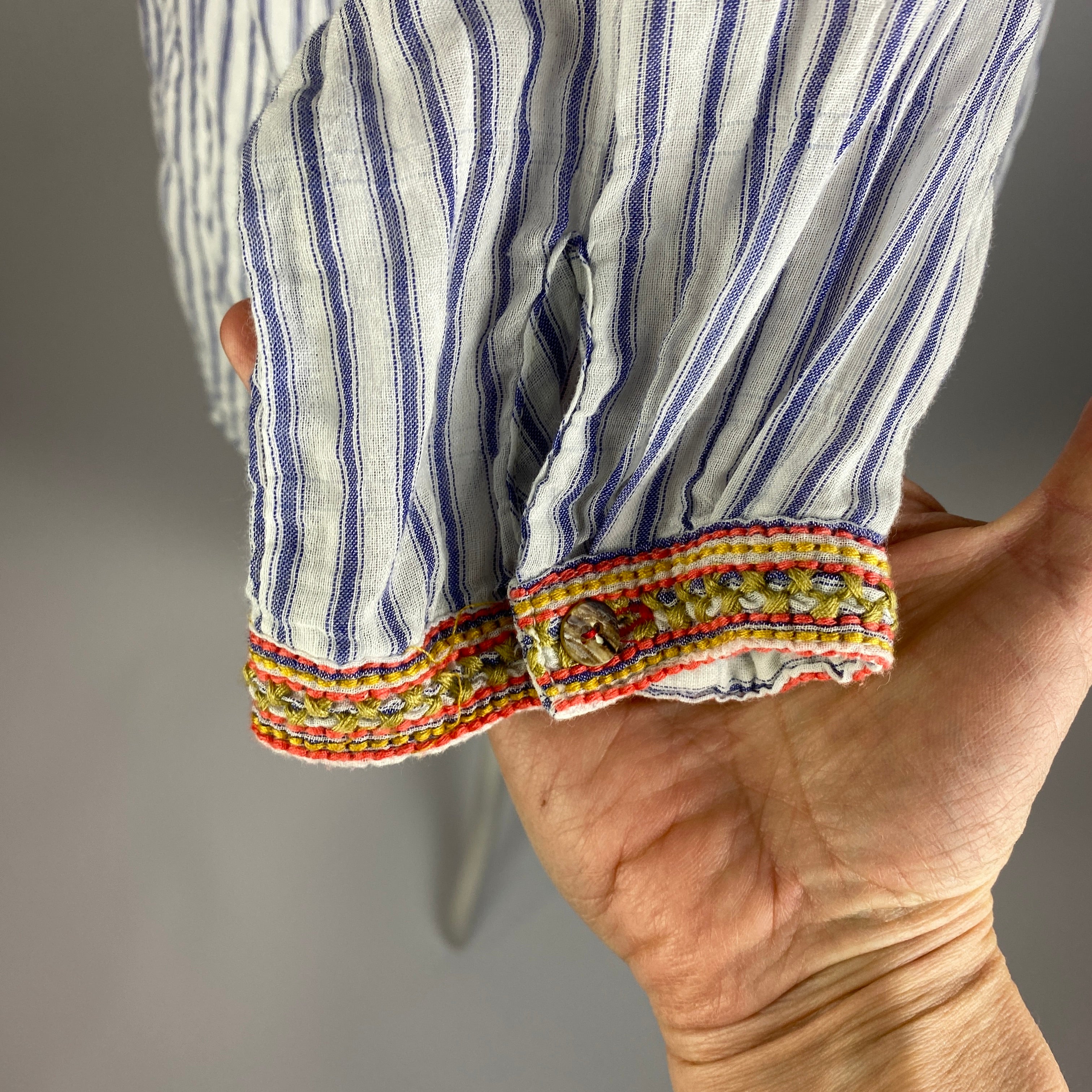 Johnny Was £225 Chambray Stripe Embroidered Tunic Top S