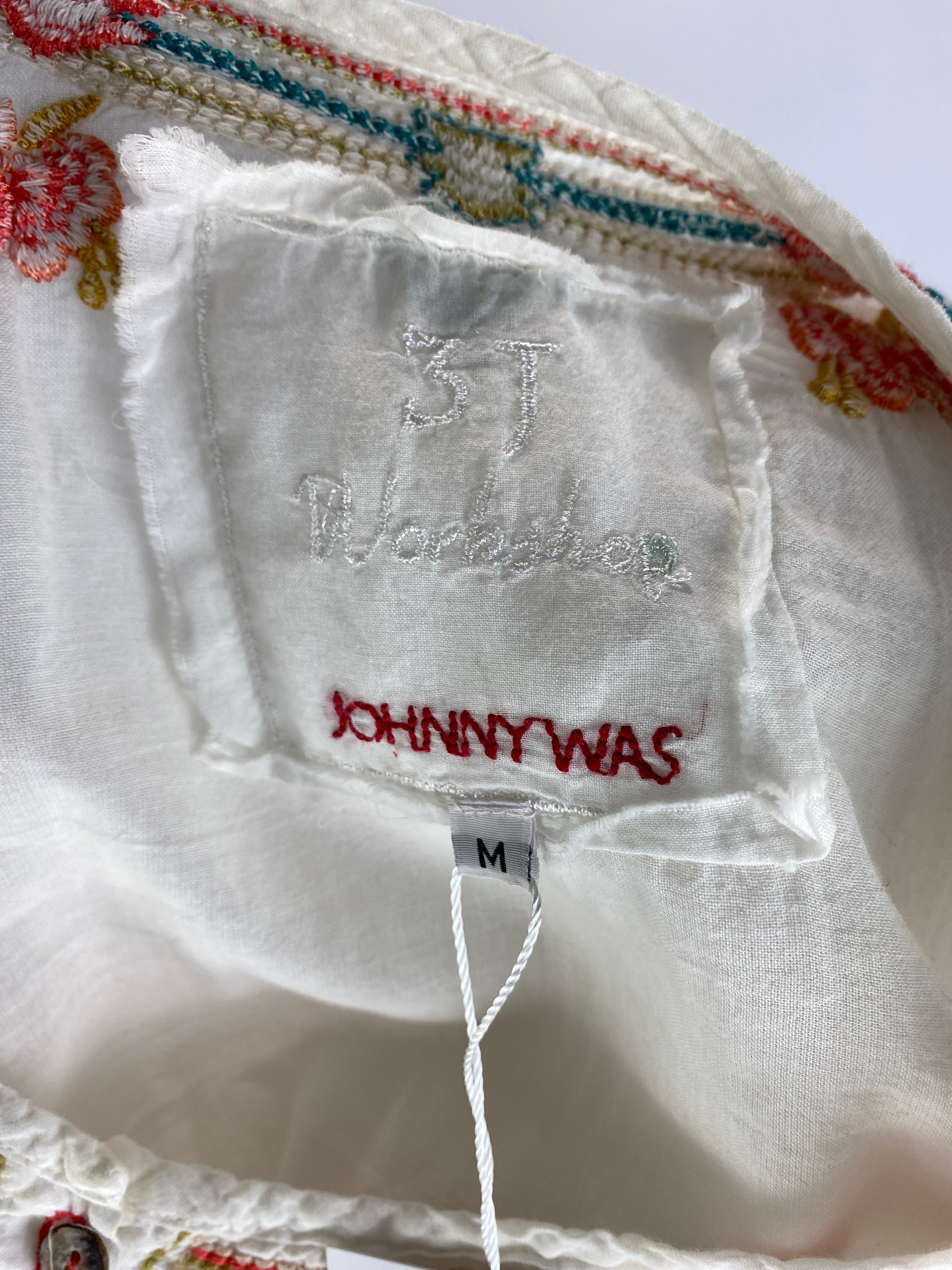 Johnny Was £225 White Muslin Embroidered Tunic Top M