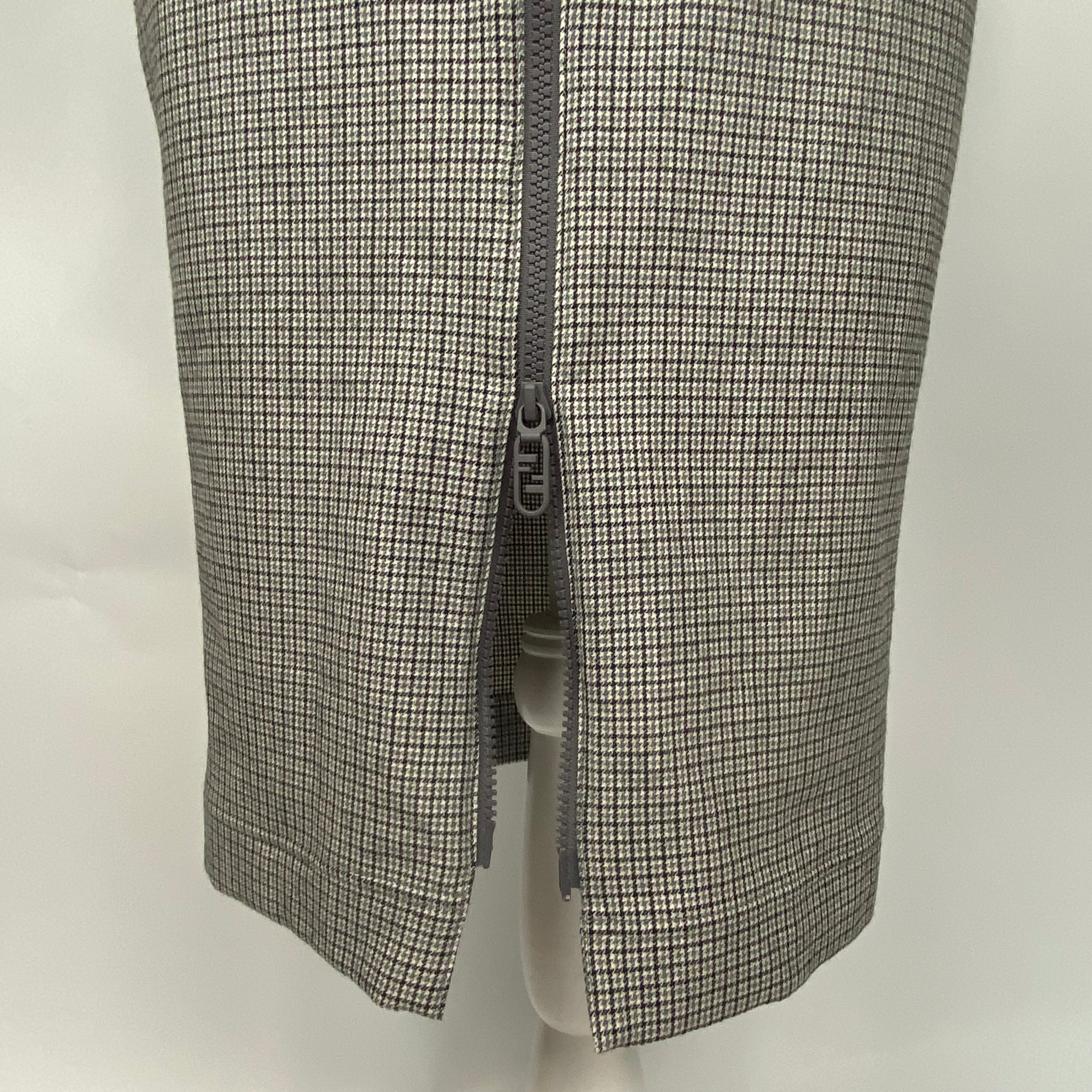Fendi New Grey Check Stretch Wool Apron Dress XS