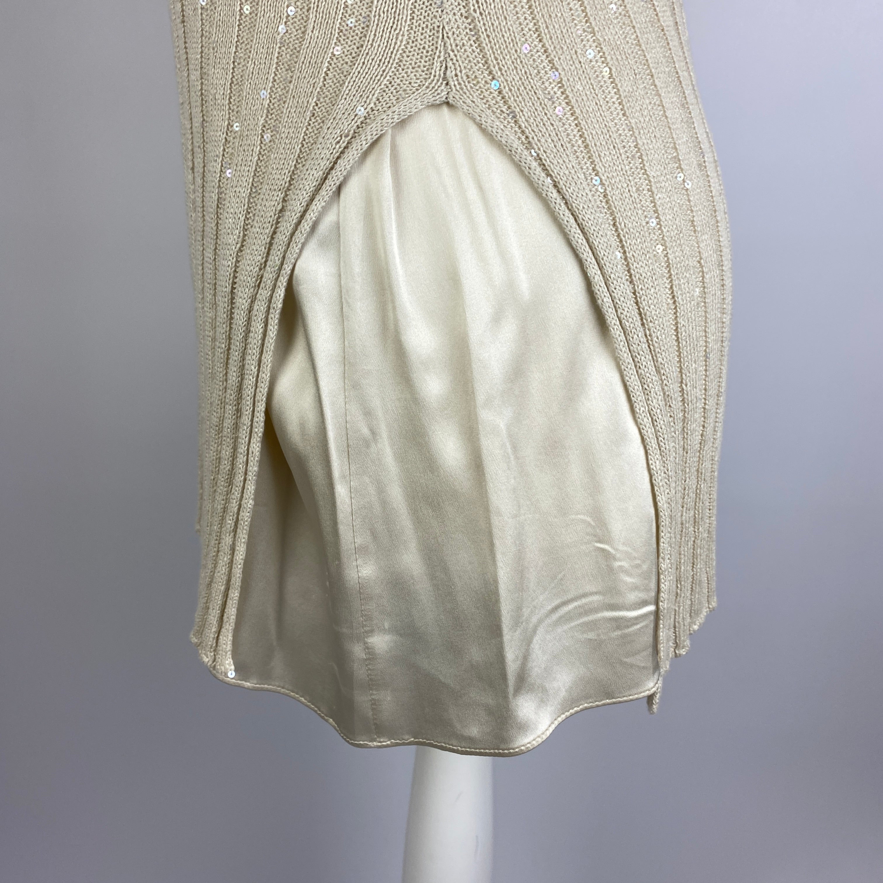 Brunello Cucinelli Cream Silk & Linen Two-Layer Top L