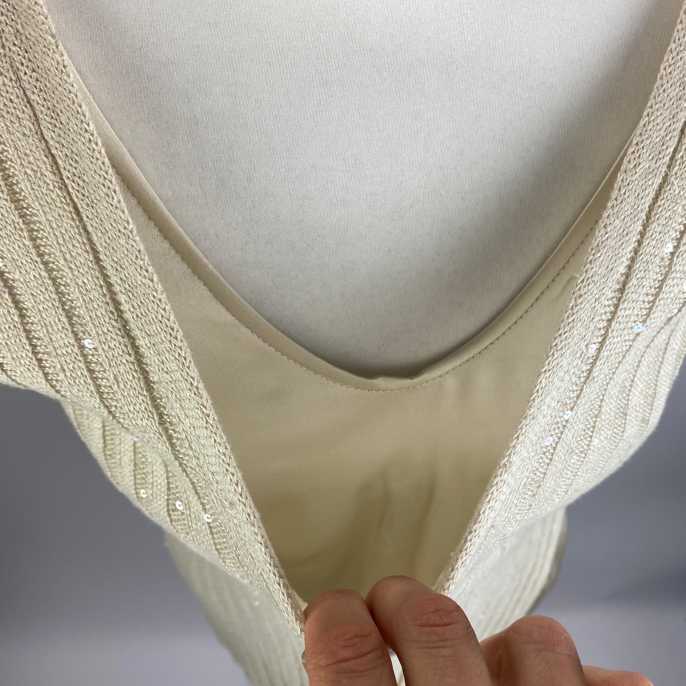 Brunello Cucinelli Cream Silk & Linen Two-Layer Top L