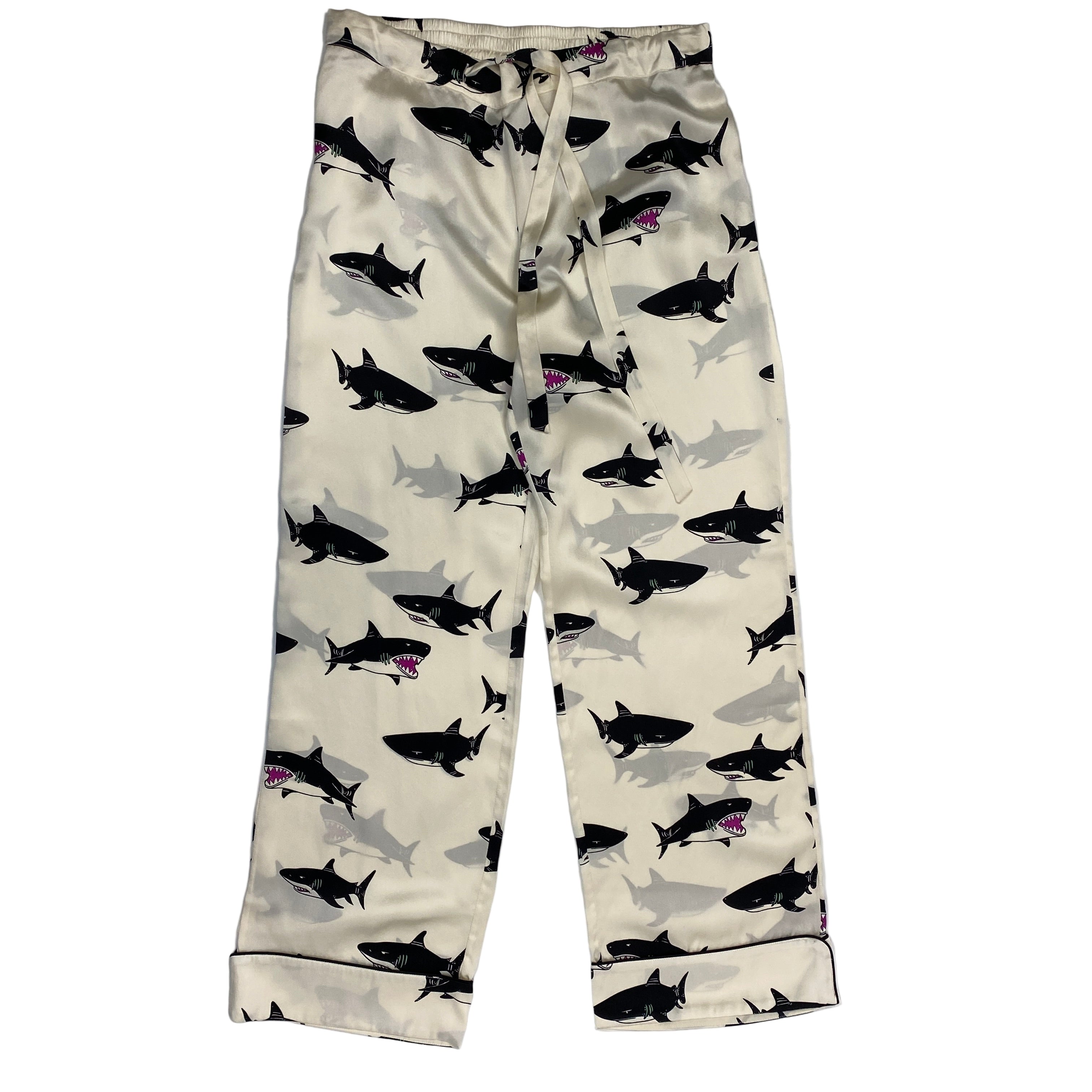 Olivia Von Halle £620 Cream Shark Print Silk Lila Pyjama Set S