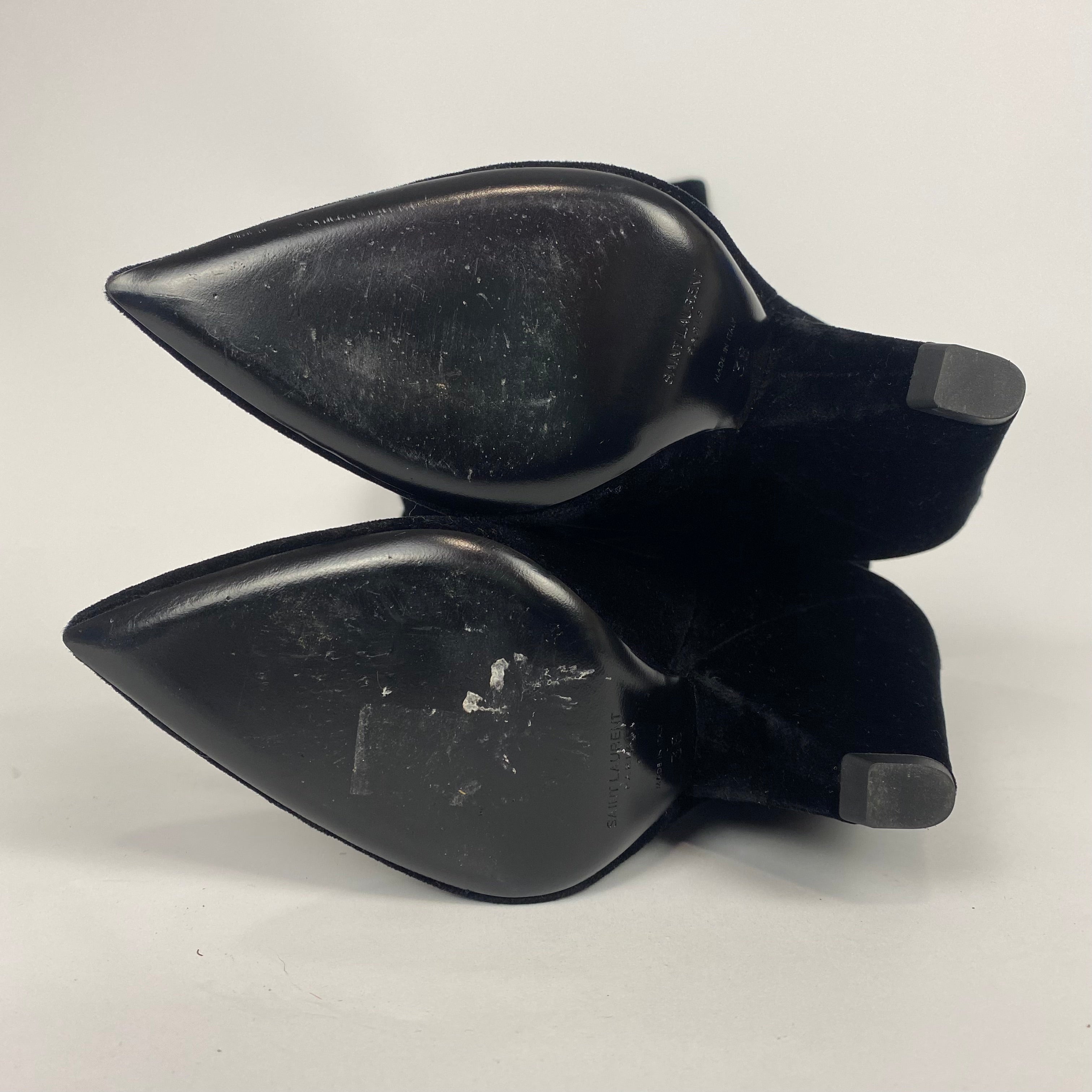 Saint Laurent £1200 Black Velvet Over The Knee Niki Boots 38