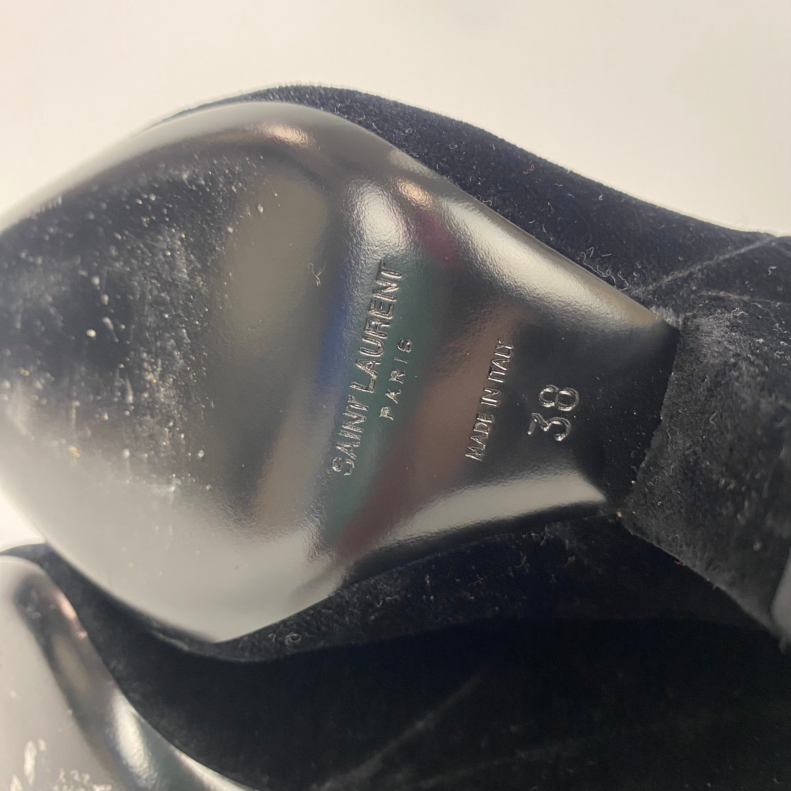 Saint Laurent £1200 Black Velvet Over The Knee Niki Boots 38