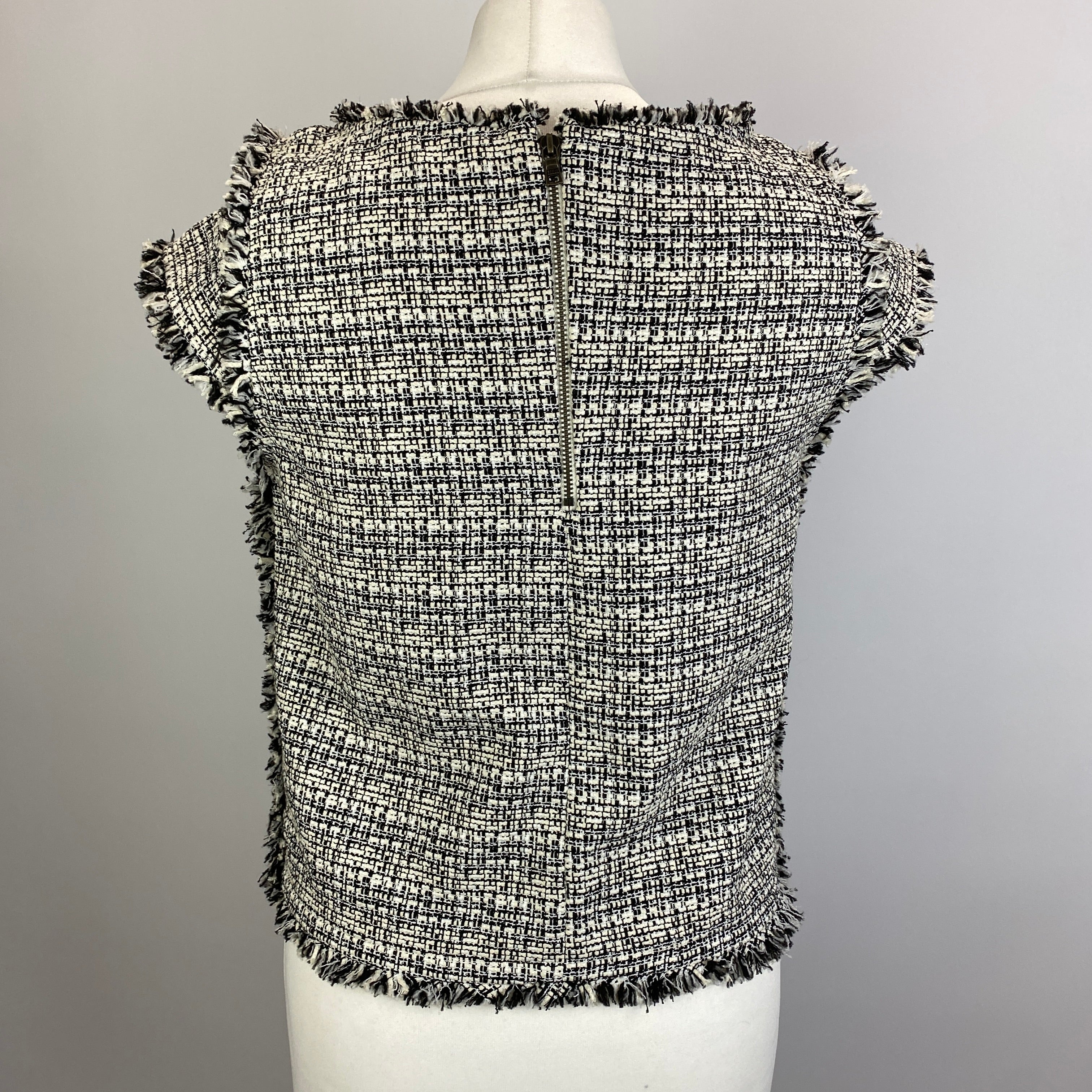 Alice & Olivia New Monochrome Weave Top S