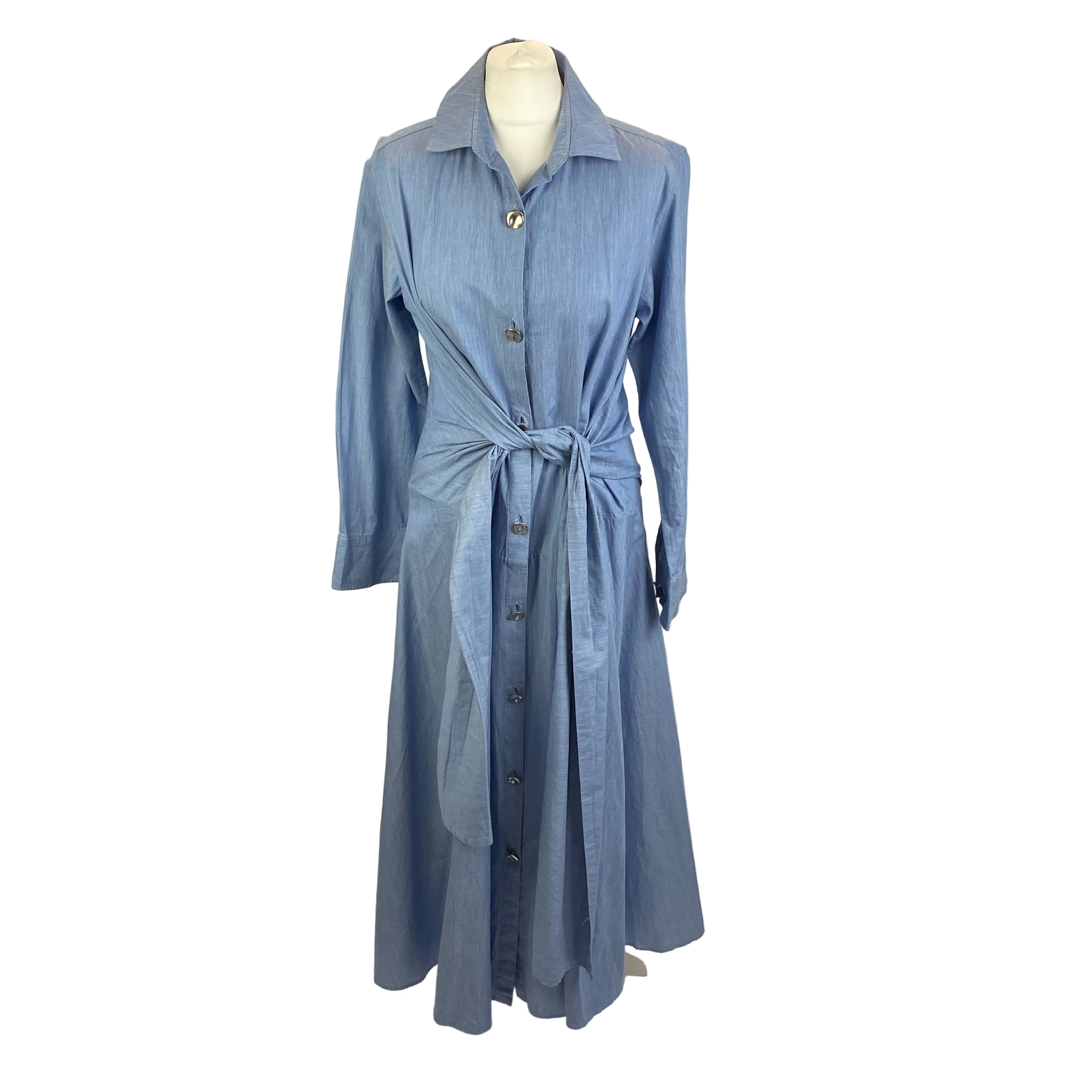 Palmer Harding New Pale Blue Chambray Cotton Shirtdress M