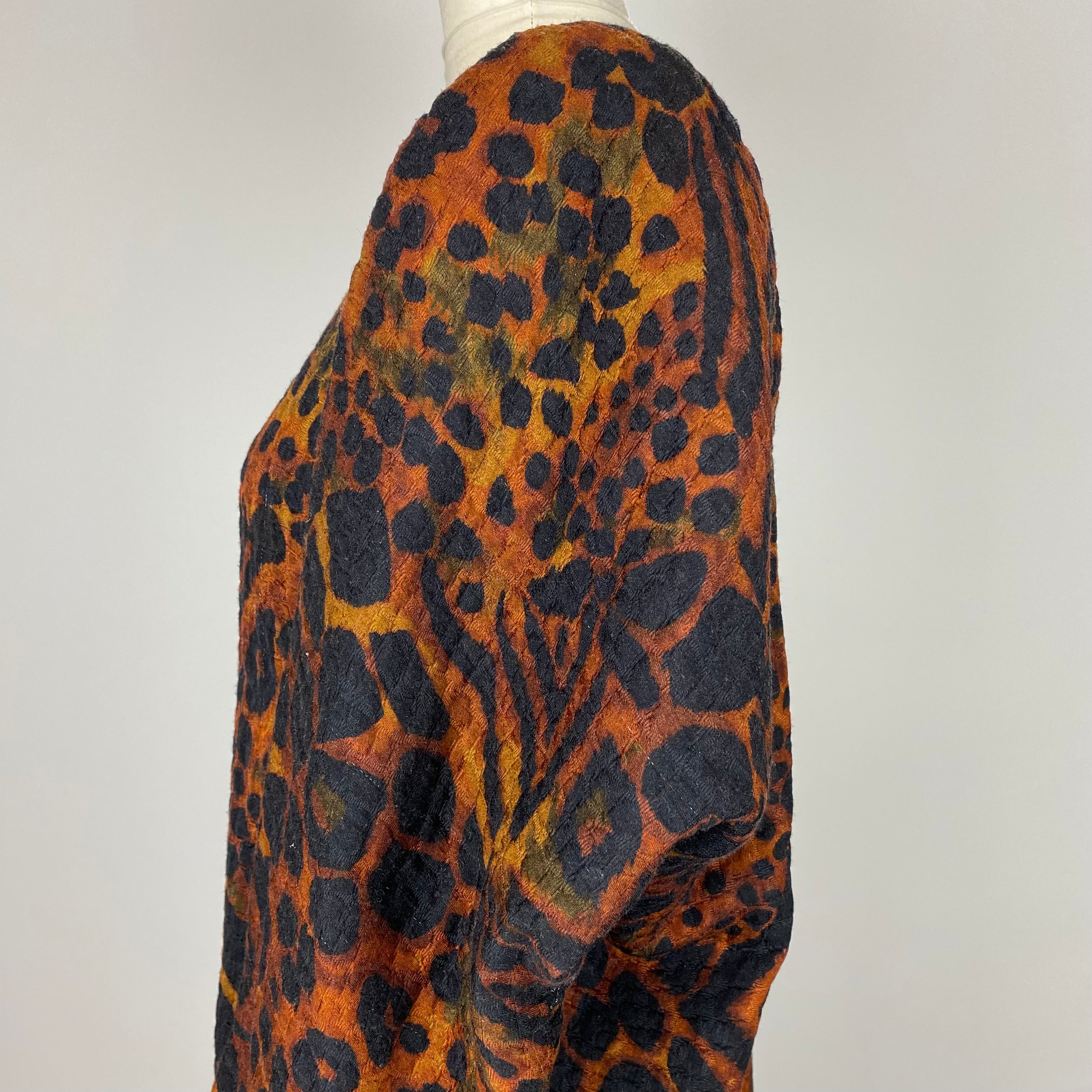 Dries Van Noten Terracotta & Black Leopardprint Midi Dress S