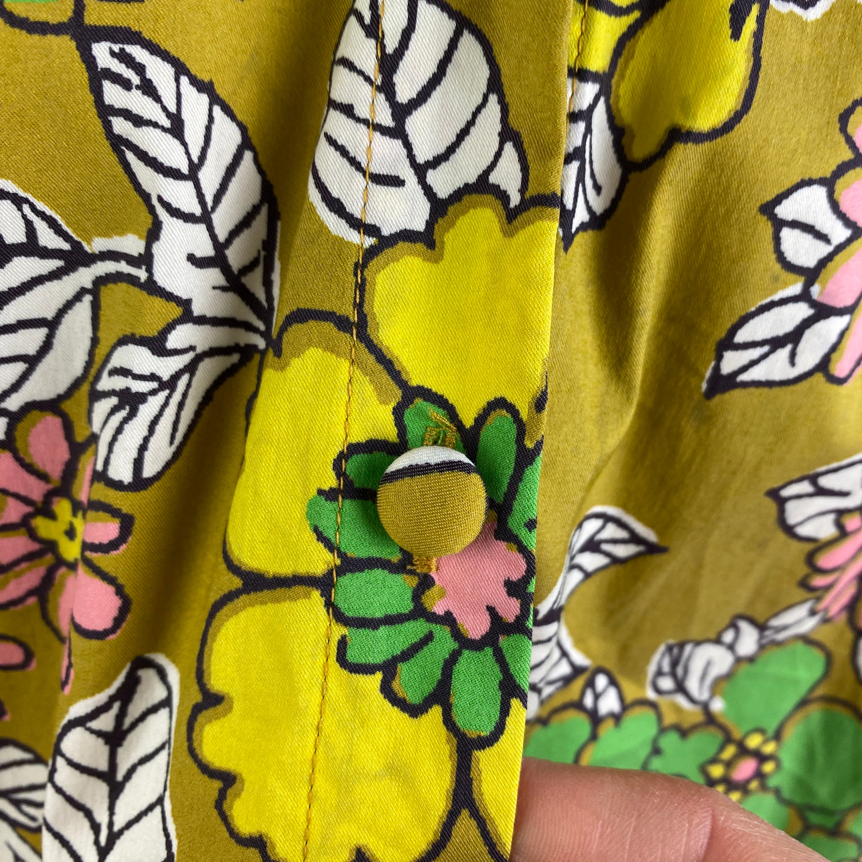 Tory Burch Mustard Floral Belted Midi Dress M