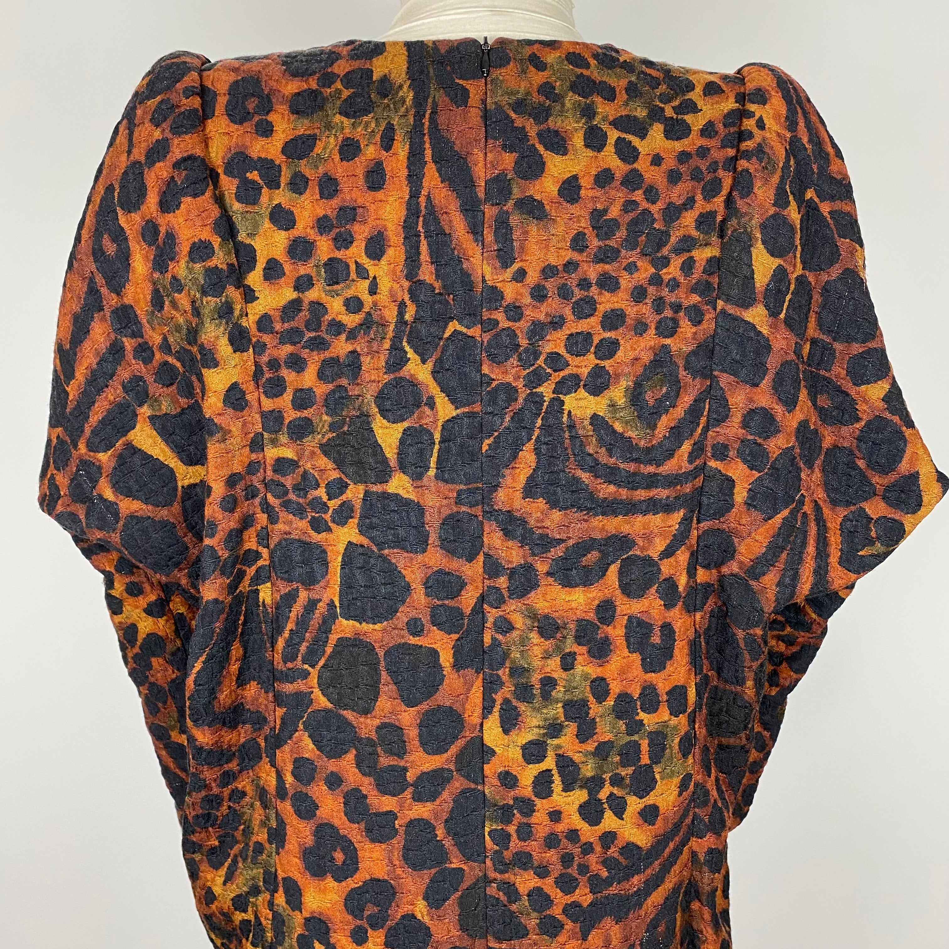 Dries Van Noten Terracotta & Black Leopardprint Midi Dress S
