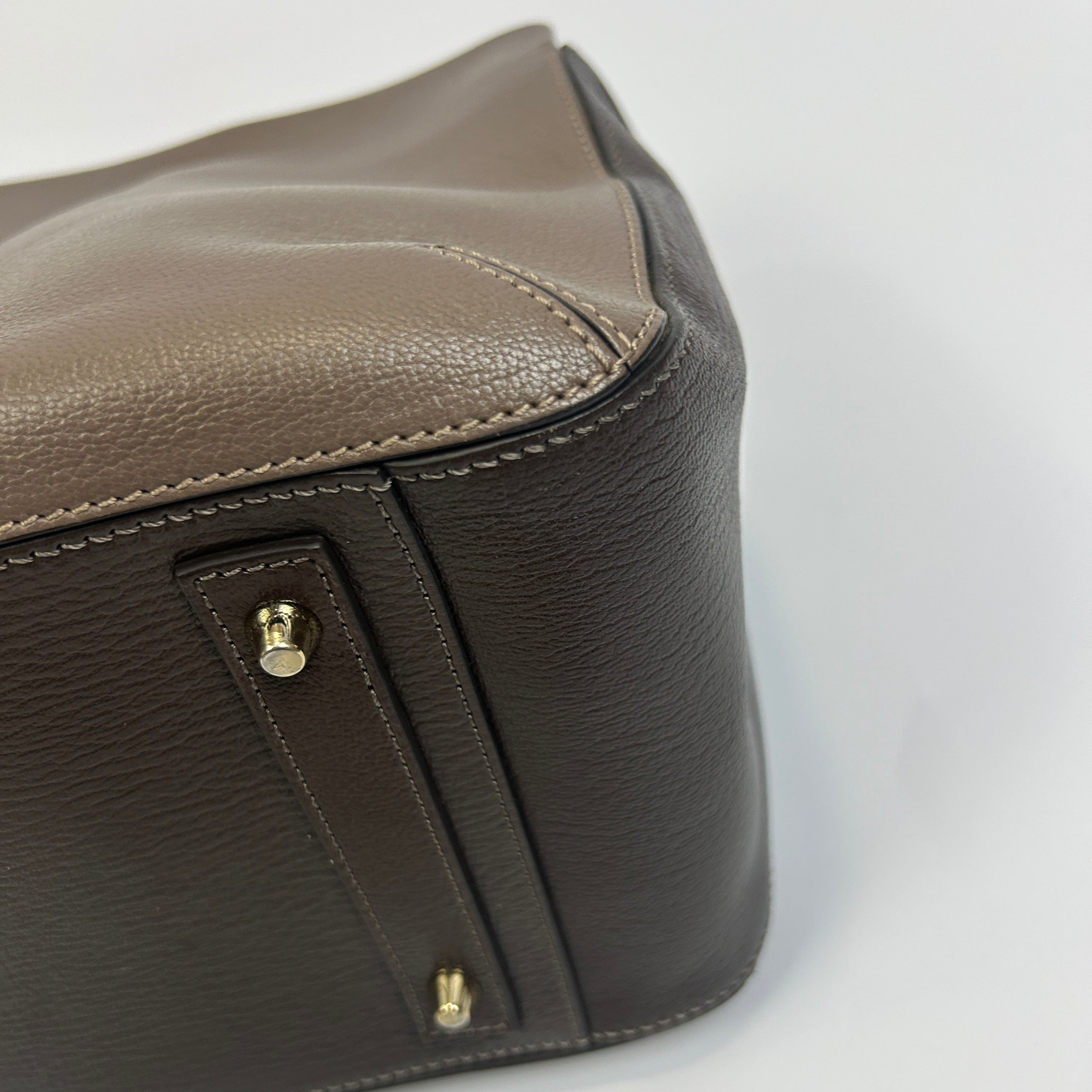 Anya Hindmarch Taupe & Cocoa Calf Albion Tote Bag